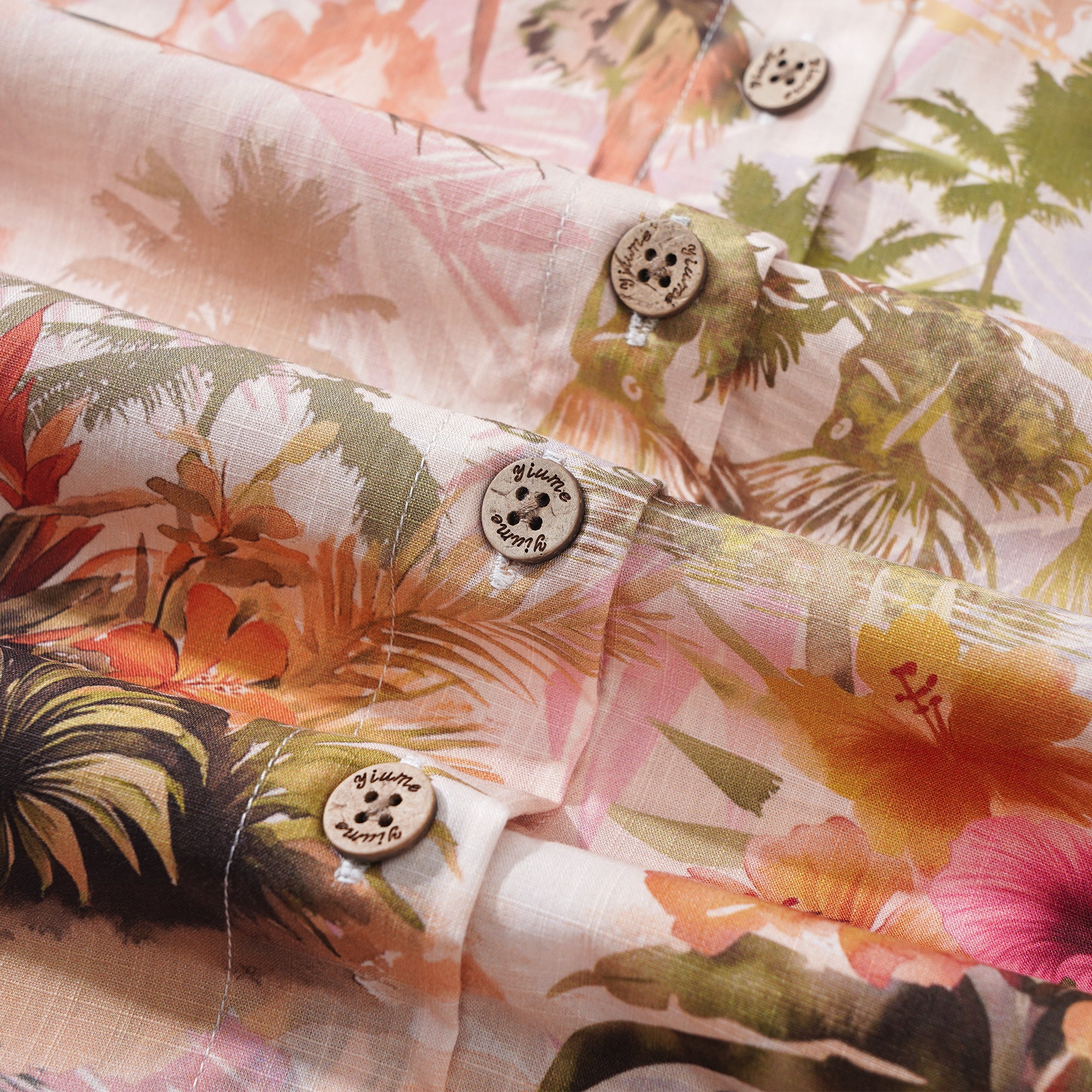 Damen Hawaiian Shirt Kurzarm Knopfverschluss 100% Baumwolle Beige Aloha Entspannende Tropen-Vibes