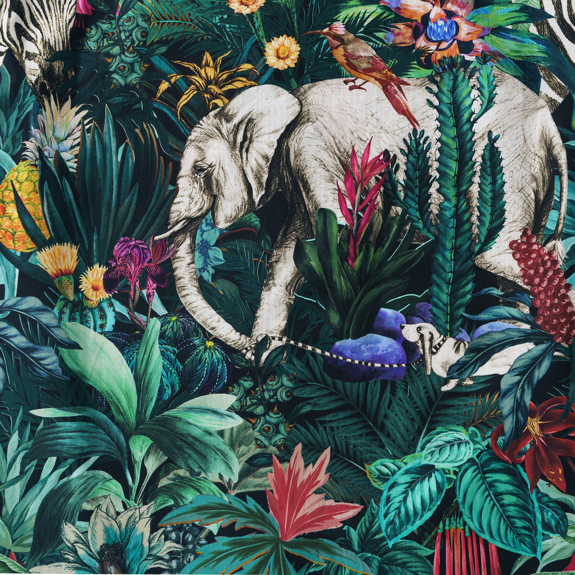 Jungle Enchantment Menagerie Chemise Aloha Hawaïenne à Manches Courtes en Coton 100% pour Hommes avec Col Camp