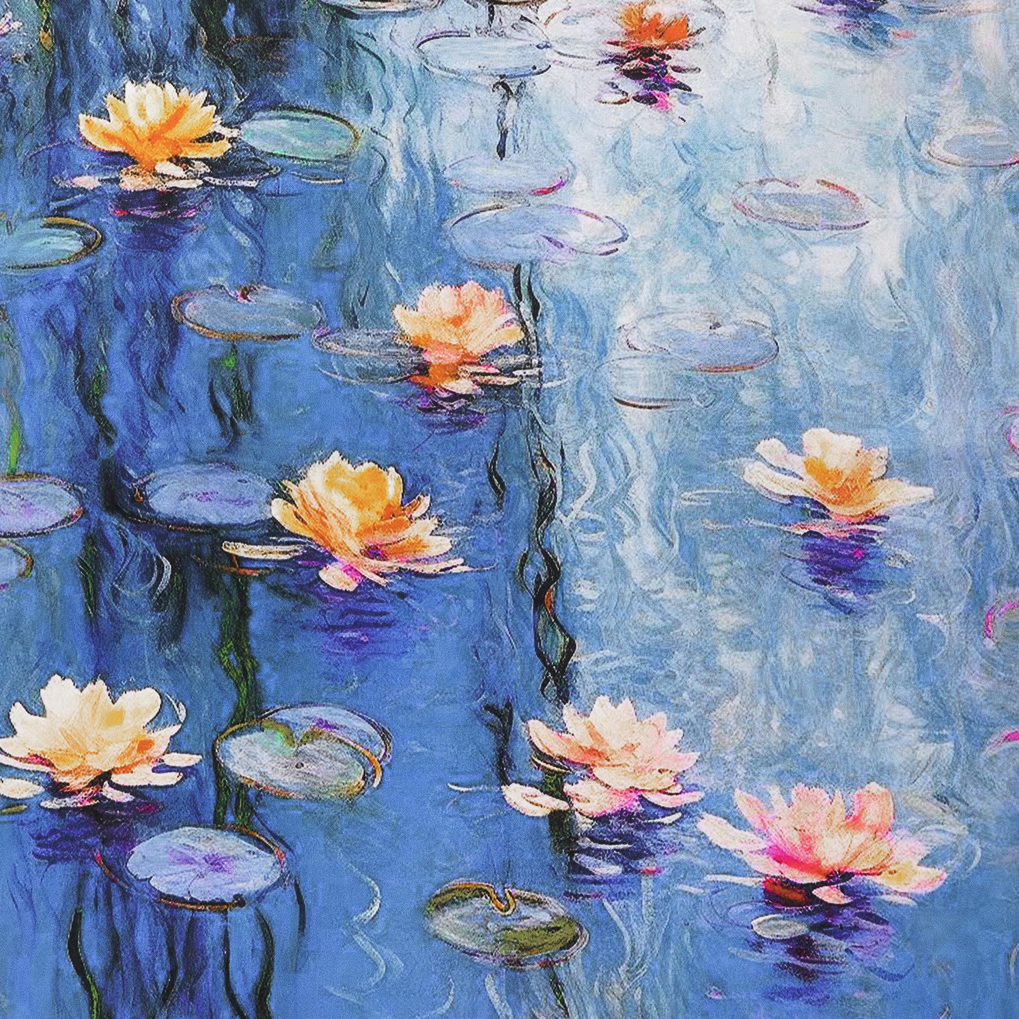 Écharpe carrée florale 100% Mulberry Silk Luminous Lys Liles Luminous Water Lylies 100% Silk 53 * 53 cm