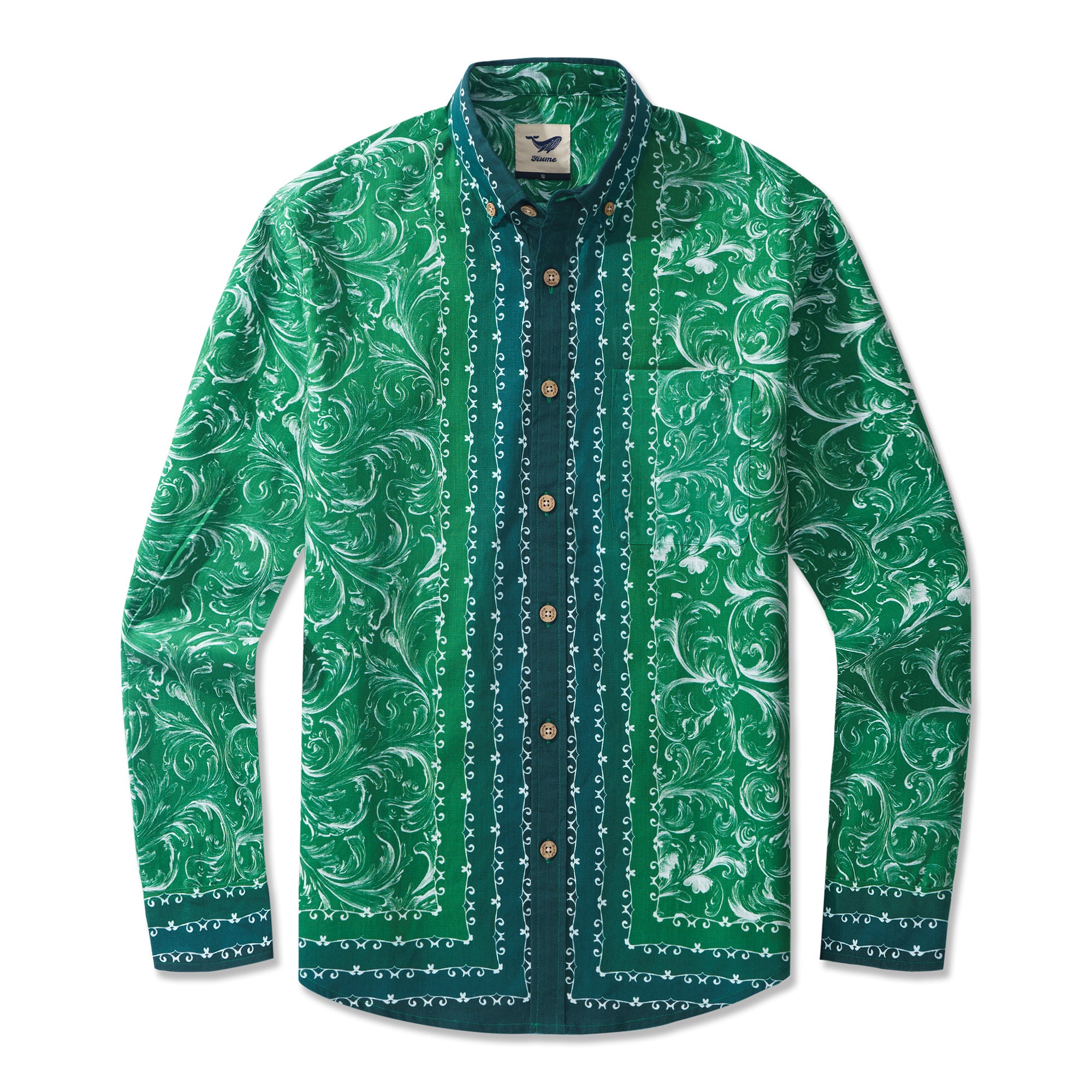 Hawaiian Sunset Baroque Symphony Hemd 100% Baumwolle Herren Aloha Hawaiian Langarm Button-down Hemd