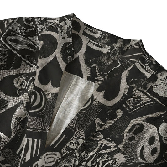Black Poker Skull blouse with V-neck and street art style