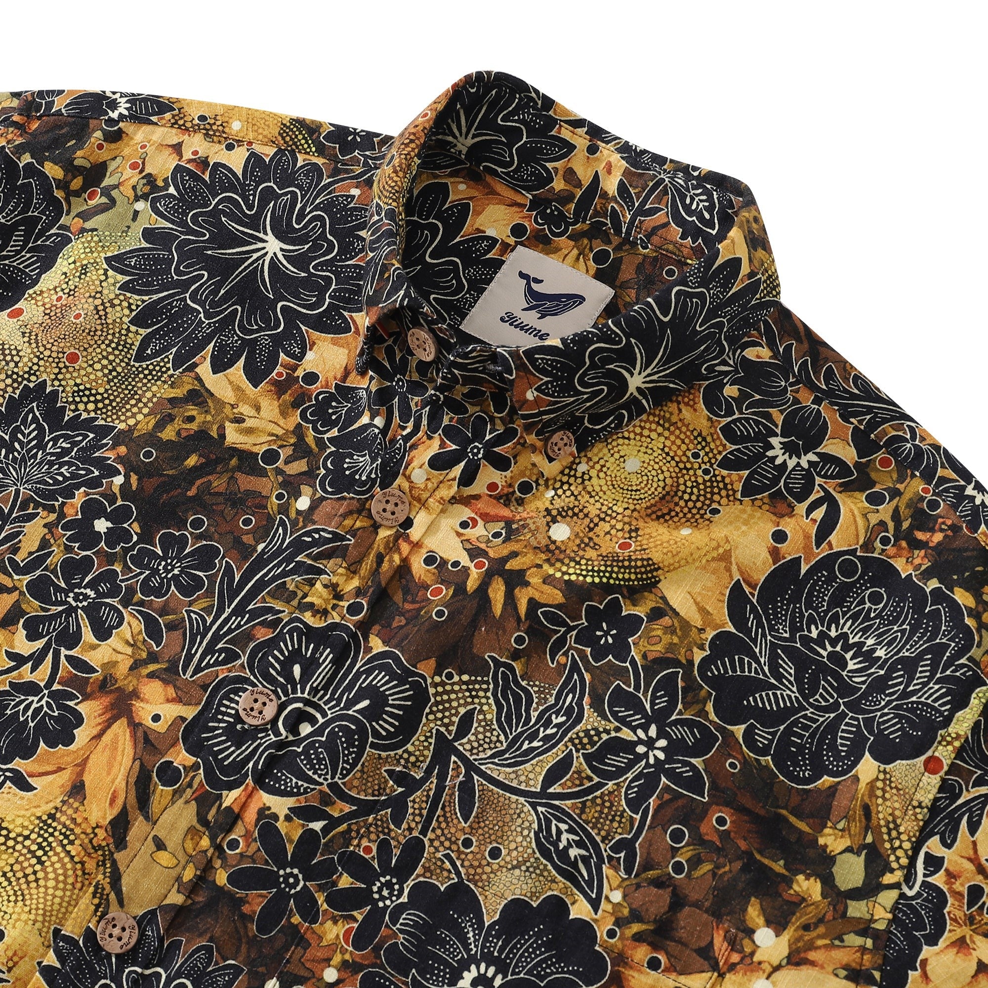 Chemise hawaïenne pour hommes The Silent Bloom en coton à boutons, à manches longues Aloha