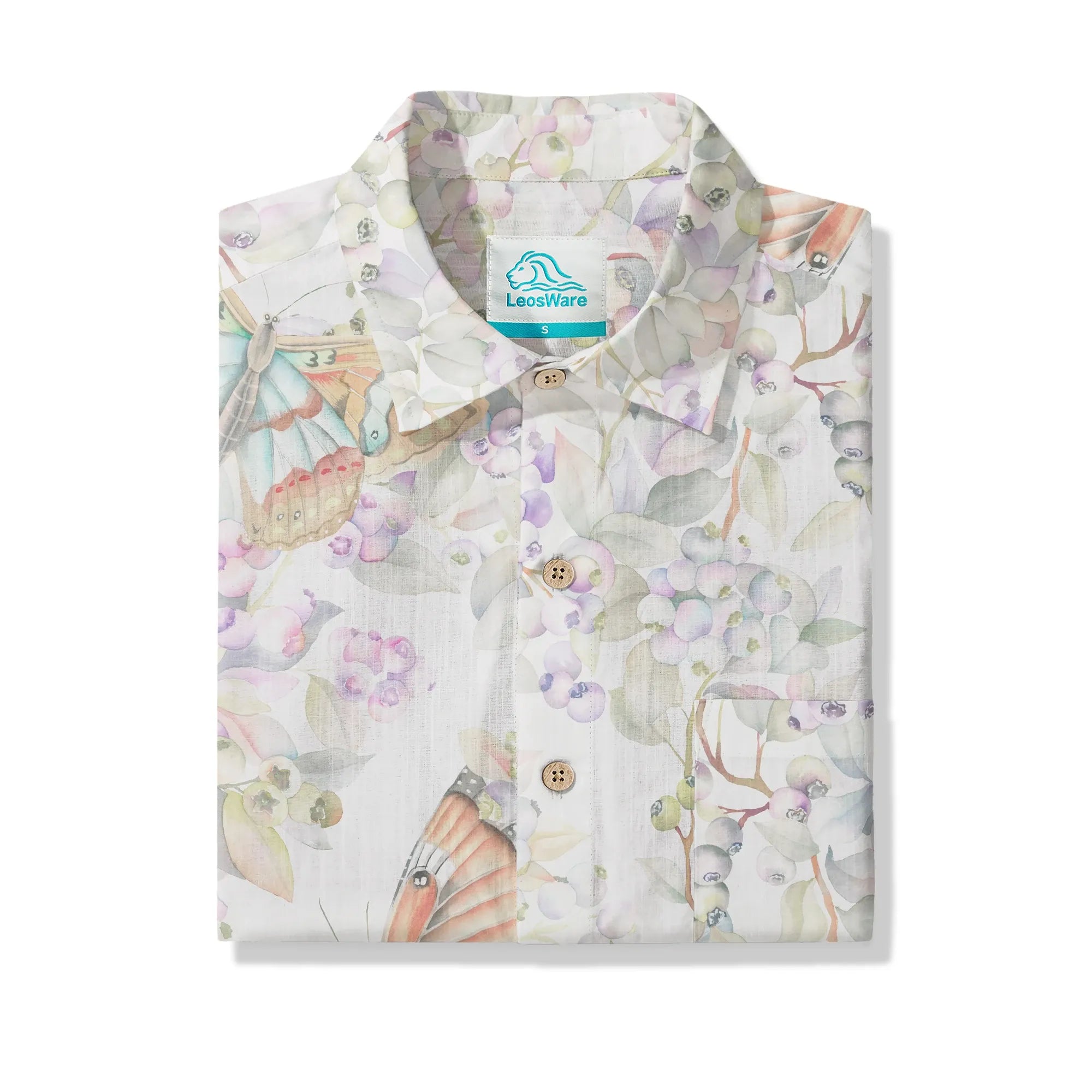 Butterflies & Berry Delight shirt, close-up of fabric