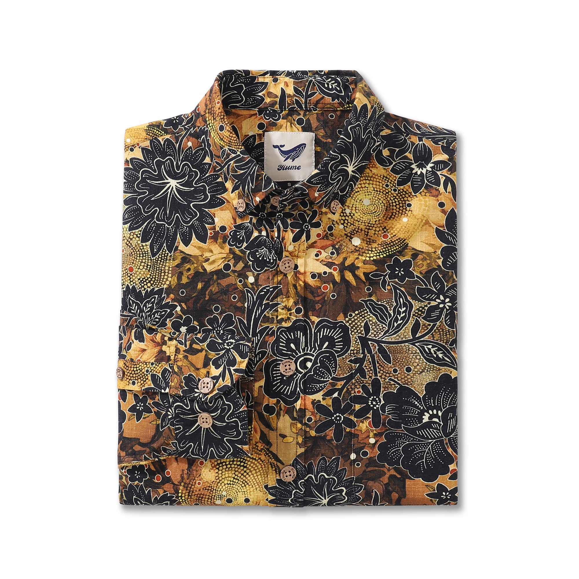 Chemise hawaïenne pour hommes The Silent Bloom en coton à boutons, à manches longues Aloha