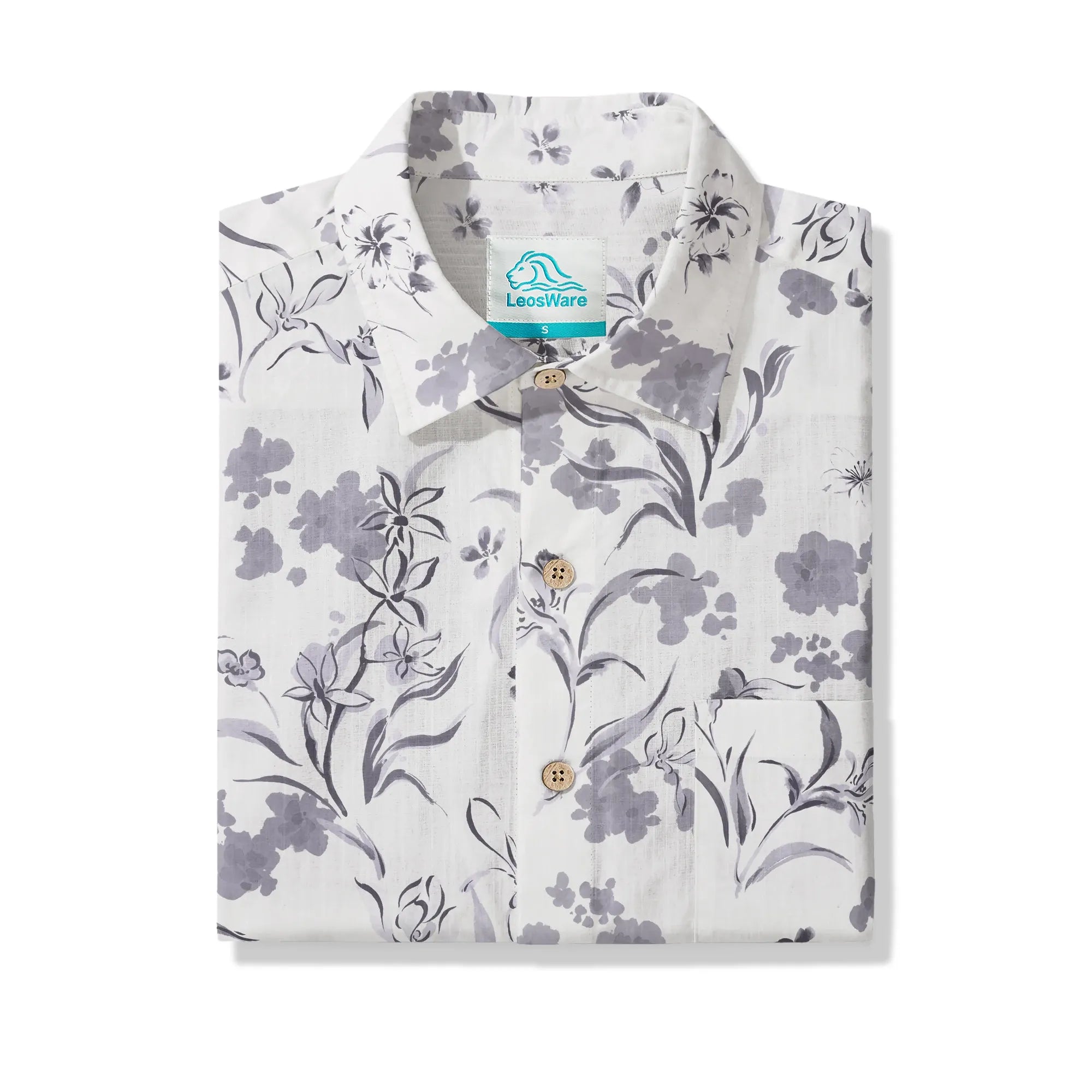 Gray floral design Hawaiian shirt for men