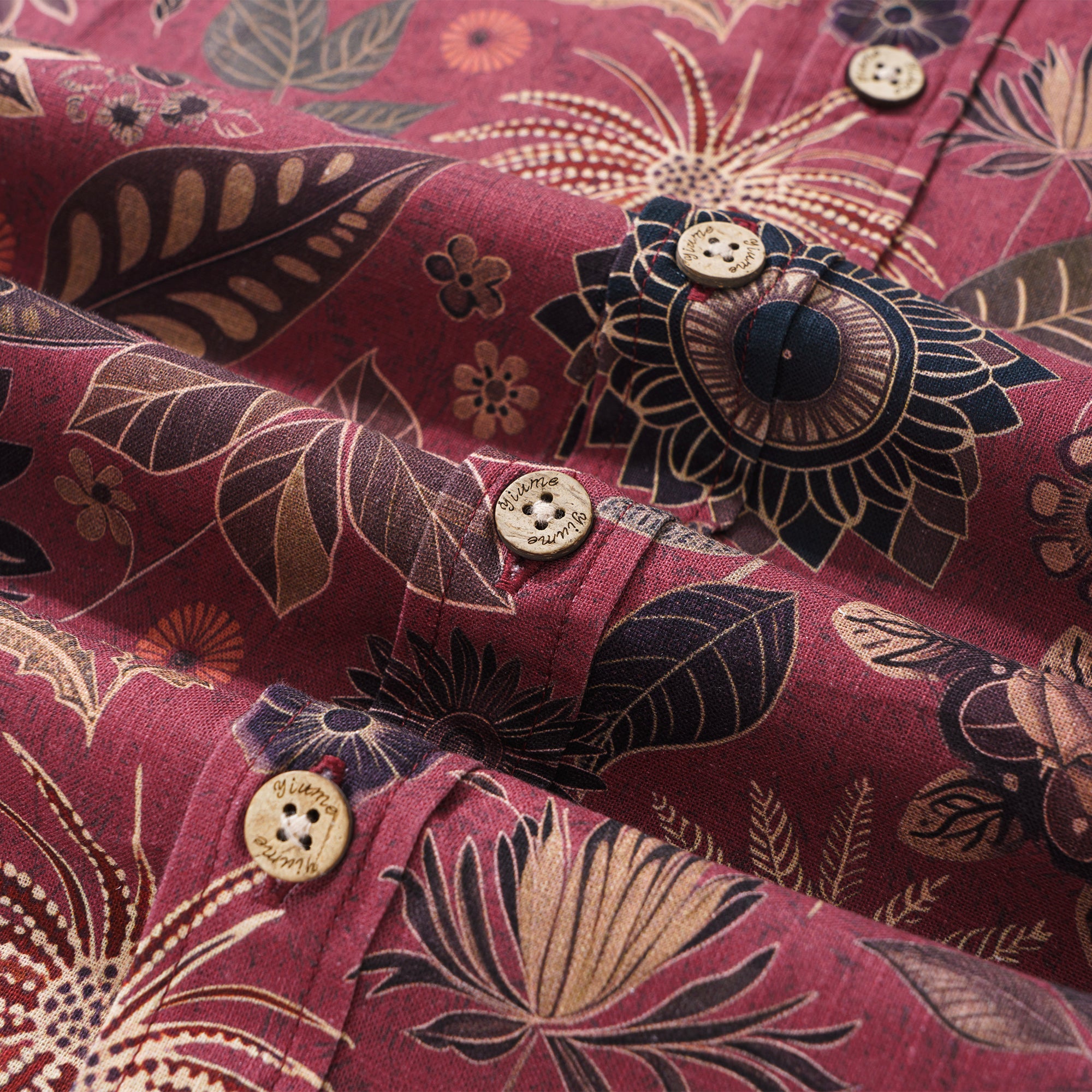 Chemise hawaïenne à manches longues pour hommes Night's Blooms 100 % coton chemise Aloha à boutons