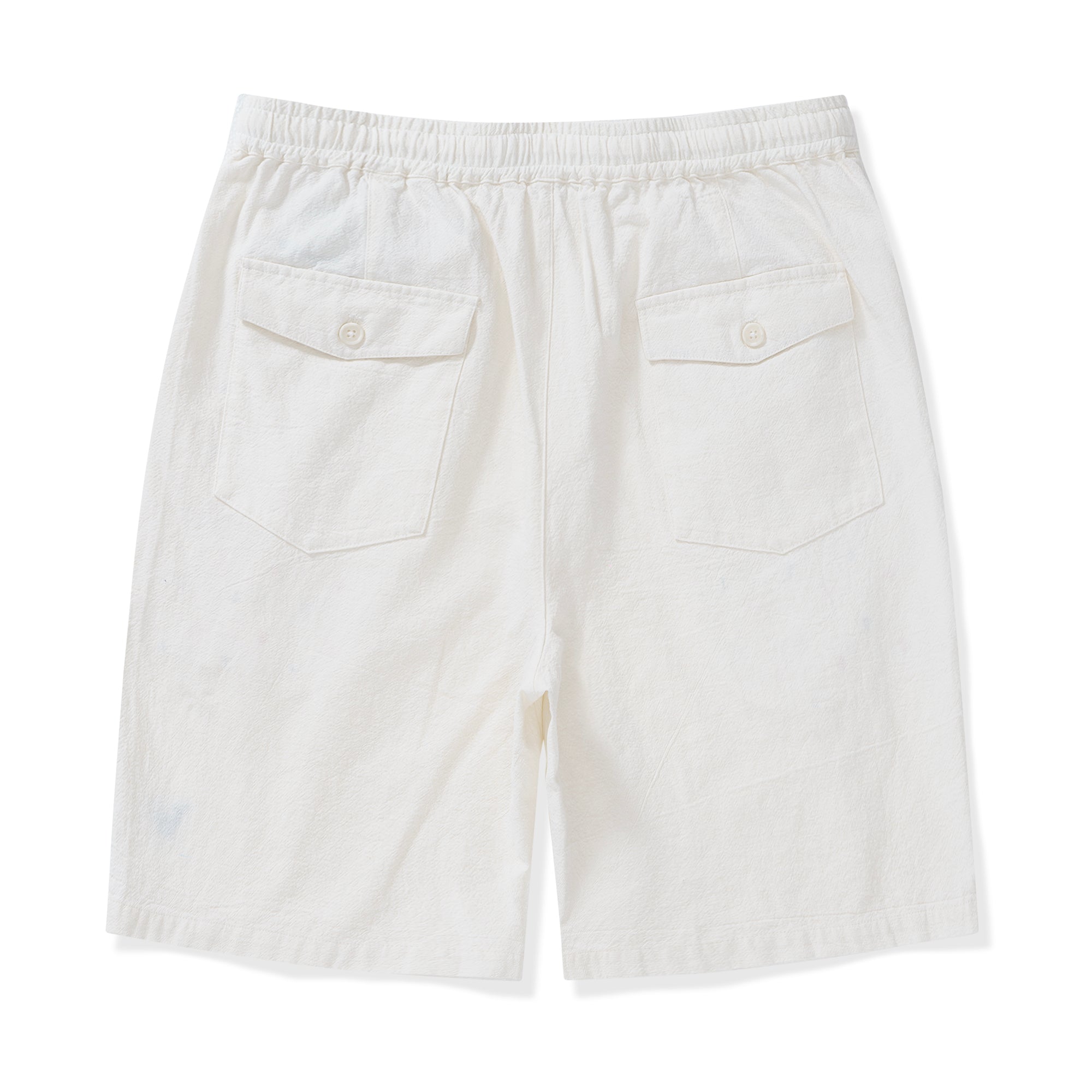 Shorts en Lin pour Hommes Mi-Haut Droits Bermuda 8-10 Pouces 5 Poches - Version BLANCHE 3.0
