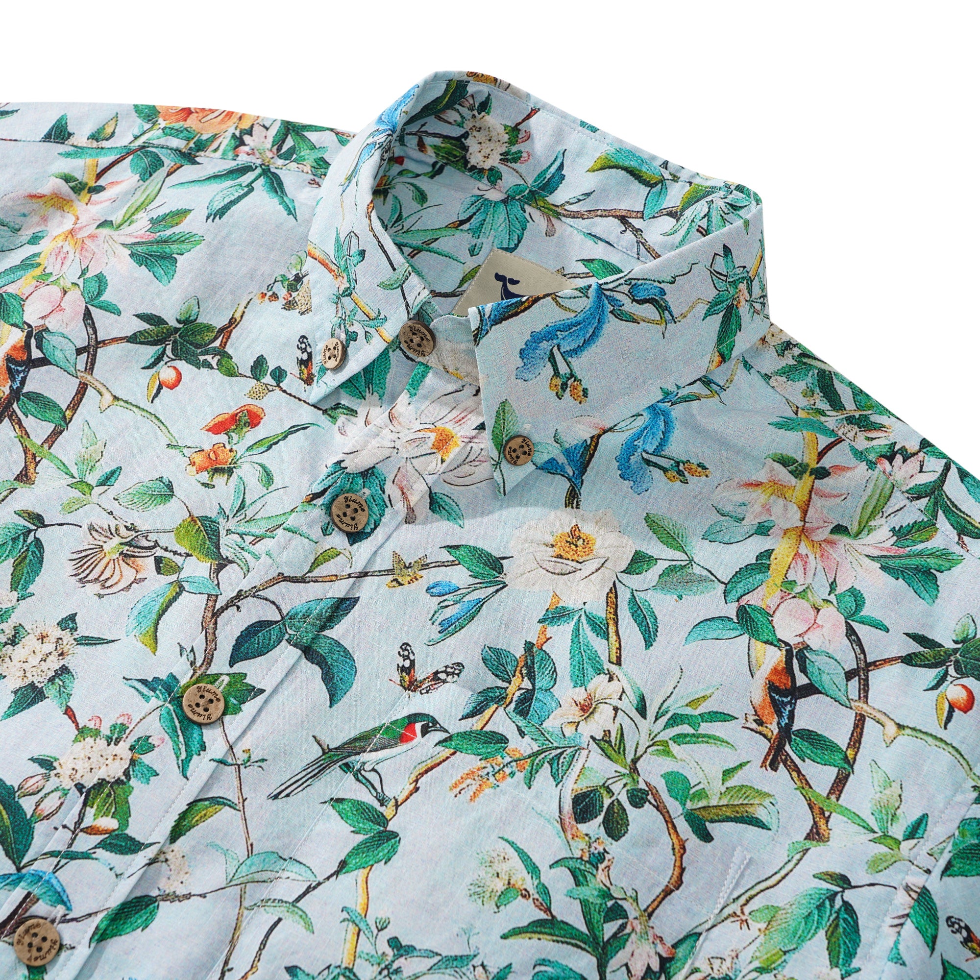 Chemise hawaïenne masculine à manches courtes à manches courtes 100% coton vert hawaiian Nature's chuchoter