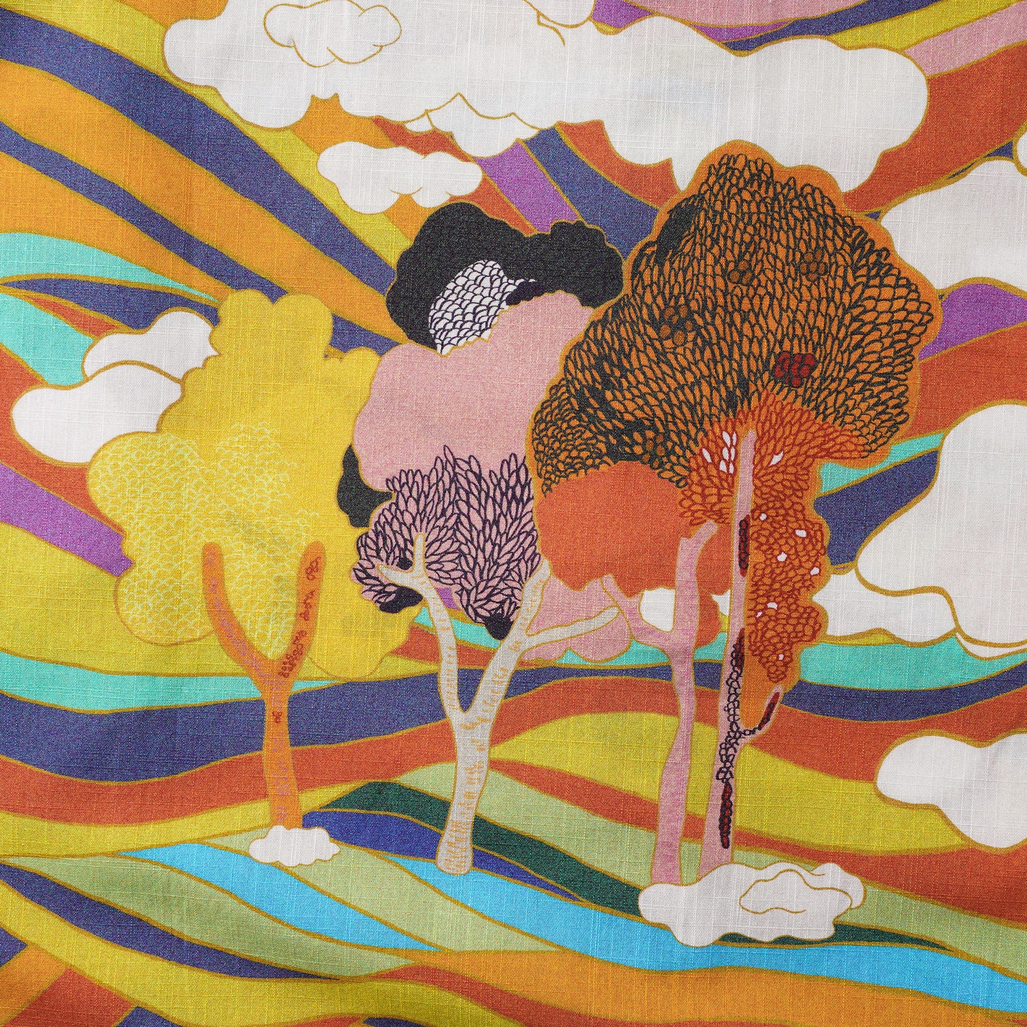 Men's Hawaiian Shirt Short Sleeve Button-down 100% Cotton Aloha Rainbow Mountain