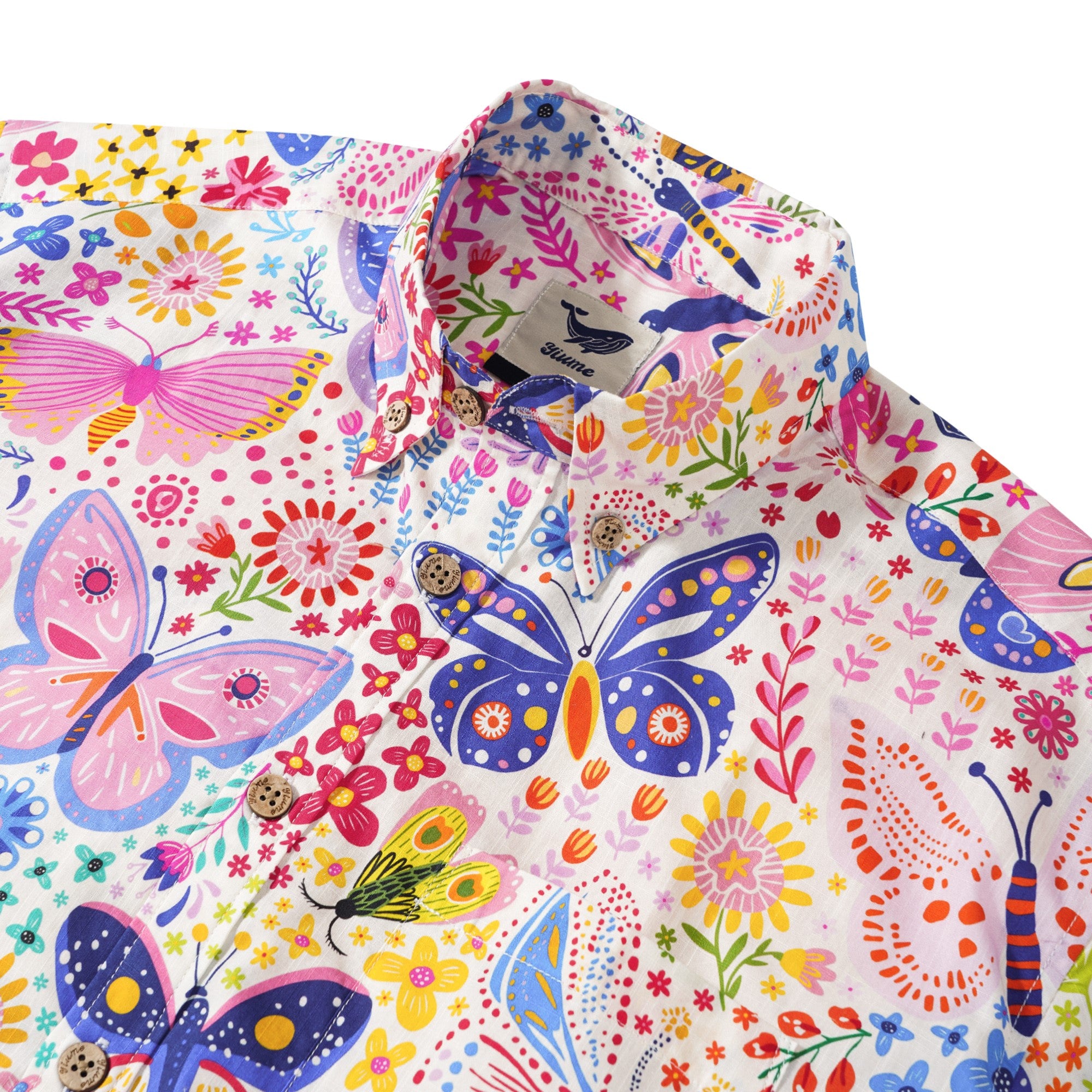 Chemise hawaïenne papillon masculin à manches courtes à manches courtes 100% coton