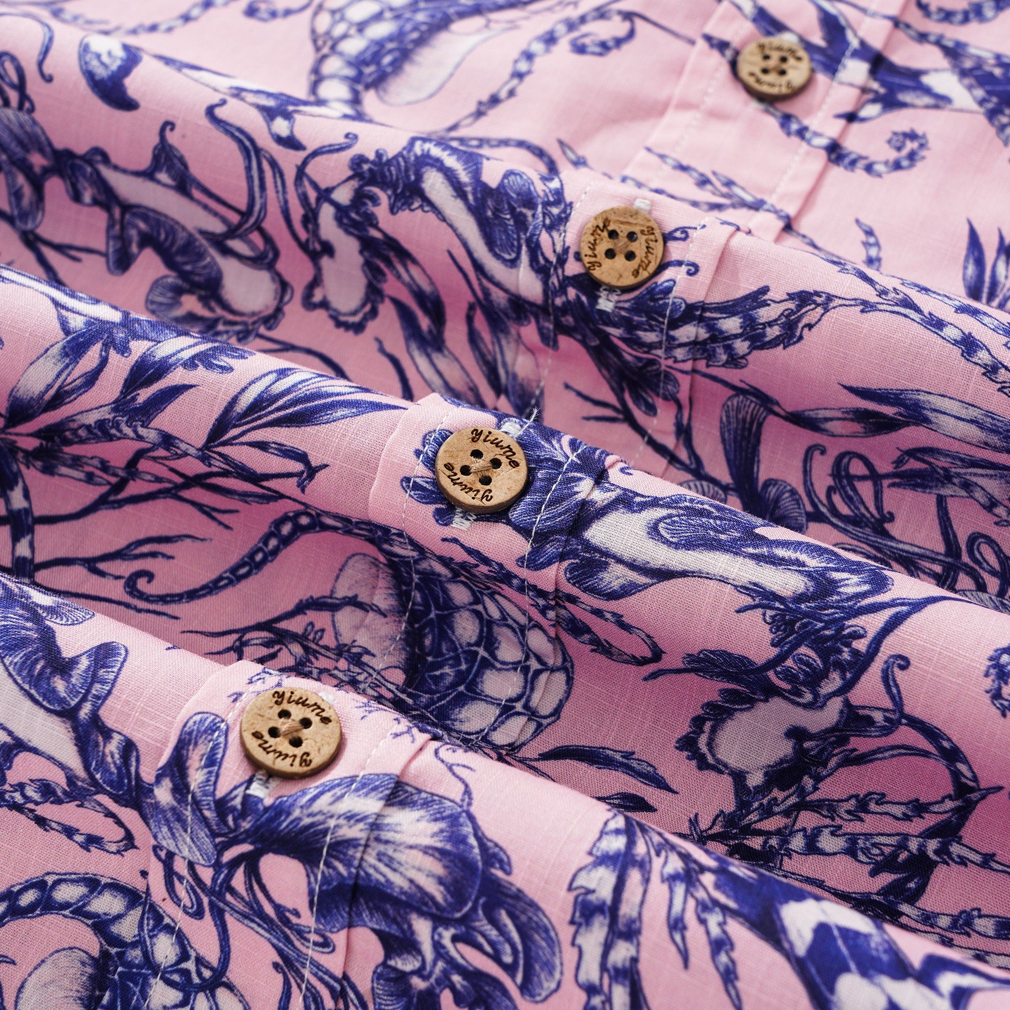 Chemise hawaïenne masculine bouton à manches courtes 100% coton Oasis rose aloha par feanne rose oasis par feanne