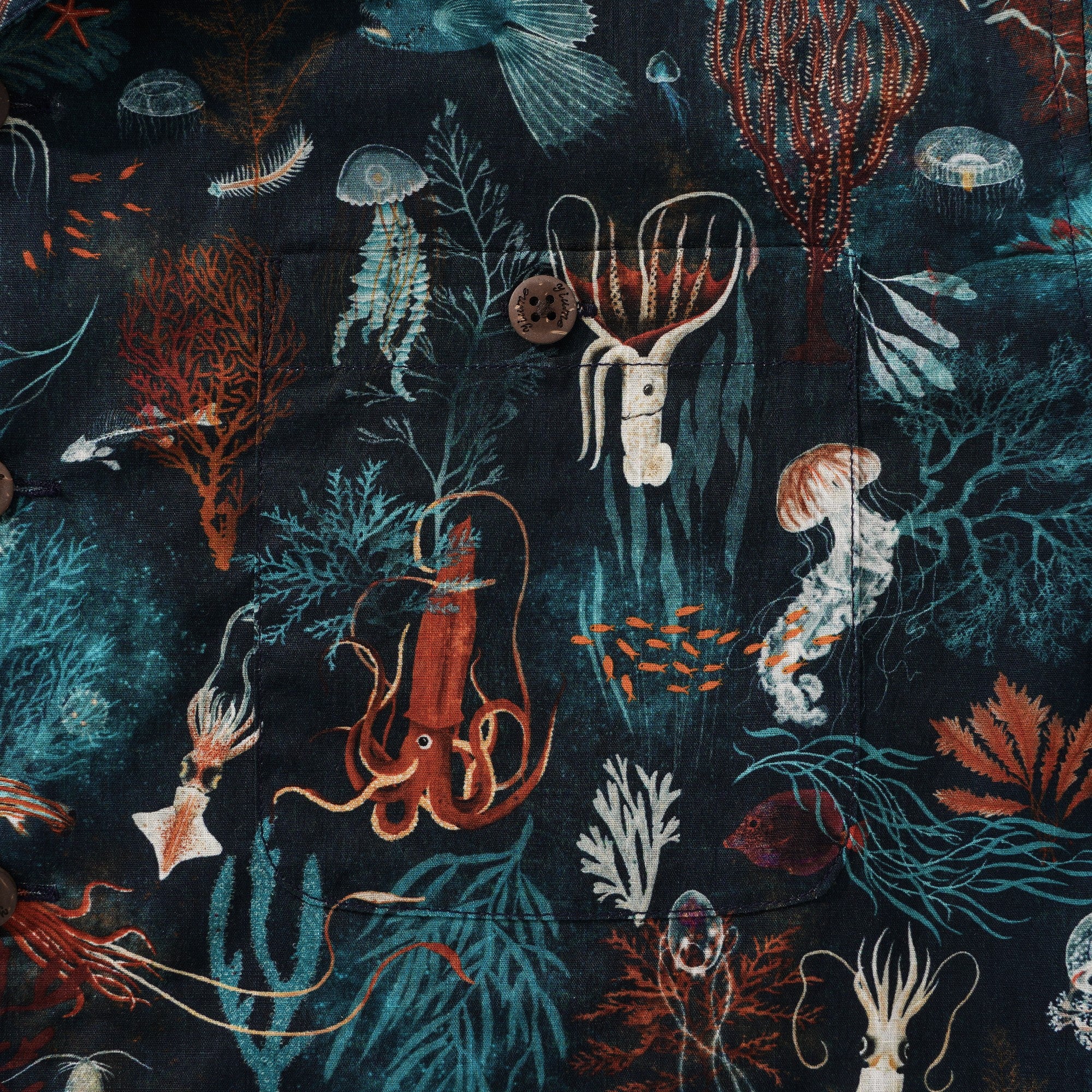 Herren -Hawaii -Hemd Kurzarm Camp Halsharmino 100% Baumwollblau Aloha Unterwasser Liebe von Kristen