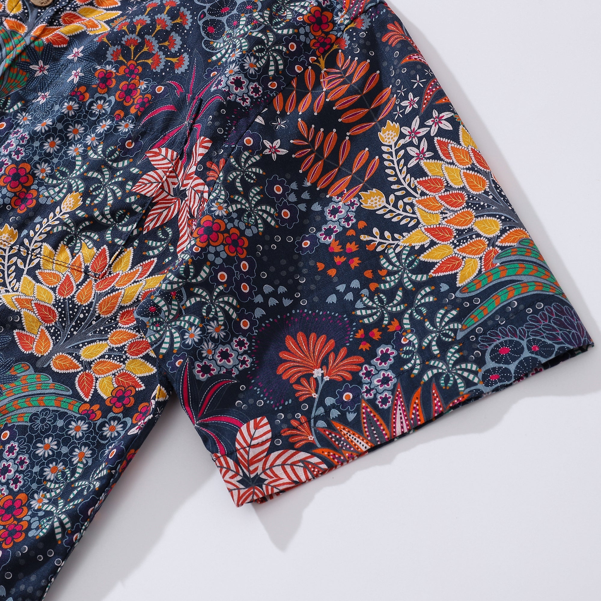 Children's Hawaiian Shirt Quirky Plants Print Cotton Button-down Short Sleeve Quirky Plants Youth Shirt