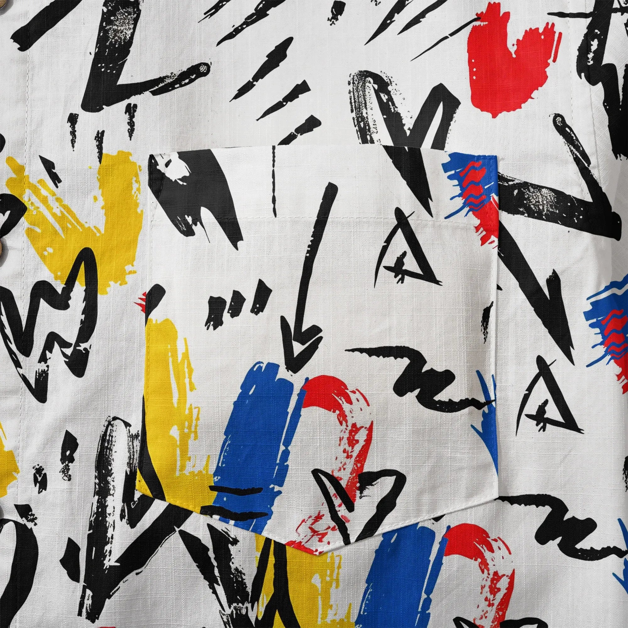 Art-inspired men's Hawaiian shirt with button-up collar