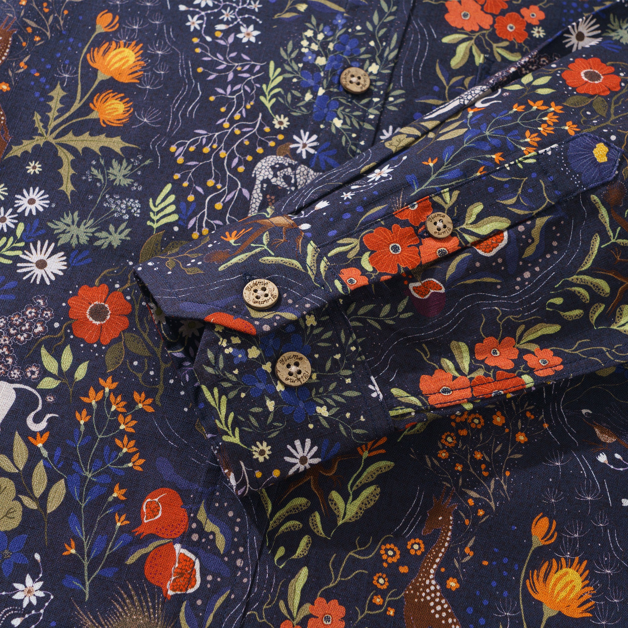 Chemise à manches longues pour homme Heavenly Garden 100 % coton Aloha hawaïenne