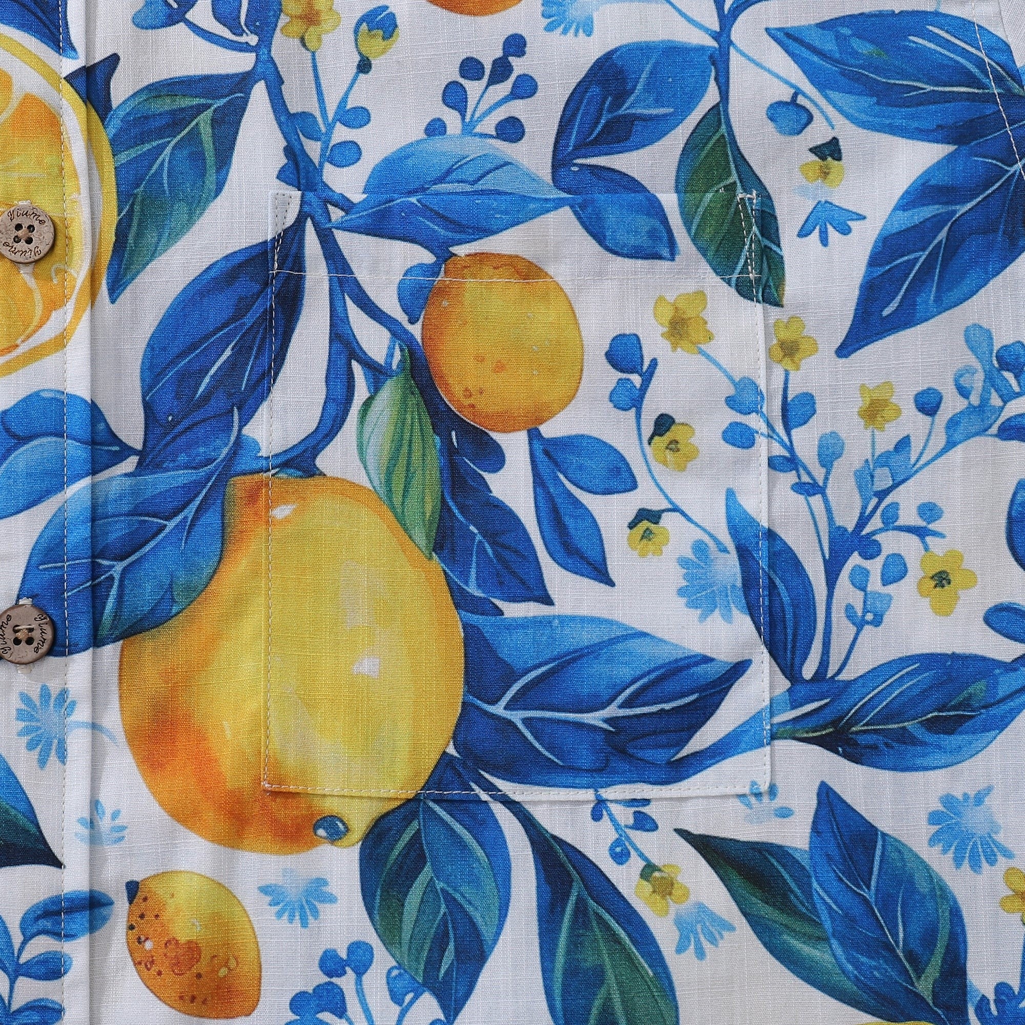 Yiume Hawaiian Shirt For Men Button-down Lemon Shirt Short Sleeve 100% Cotton Shirt Summer Lemon