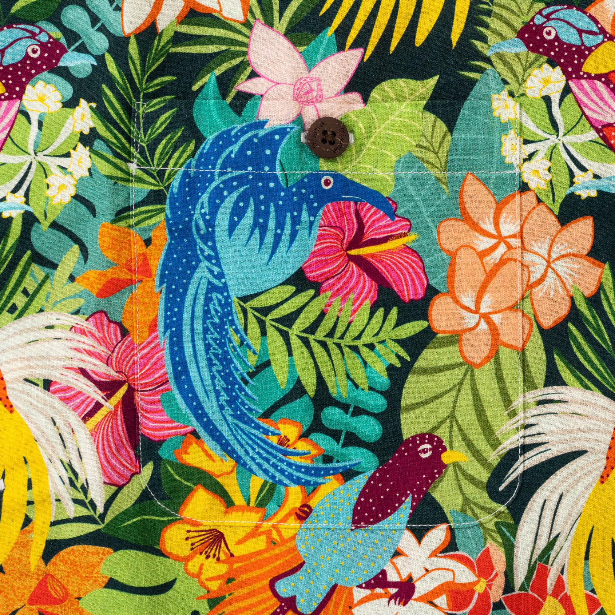 Vögel des Paradieses von Jasmine Blooms Designs 100% Baumwolle Herren Kurzarm Camp-Kragen Hemd Gelb Aloha Hawaiian