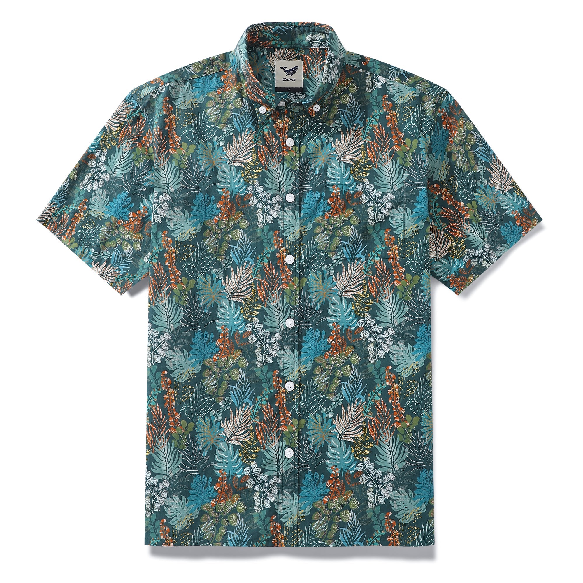 1930s Green Hawaiian Shirt For Men Tropical Emerald Leaves Aloha Shirt Short Sleeve Button Down Shirt