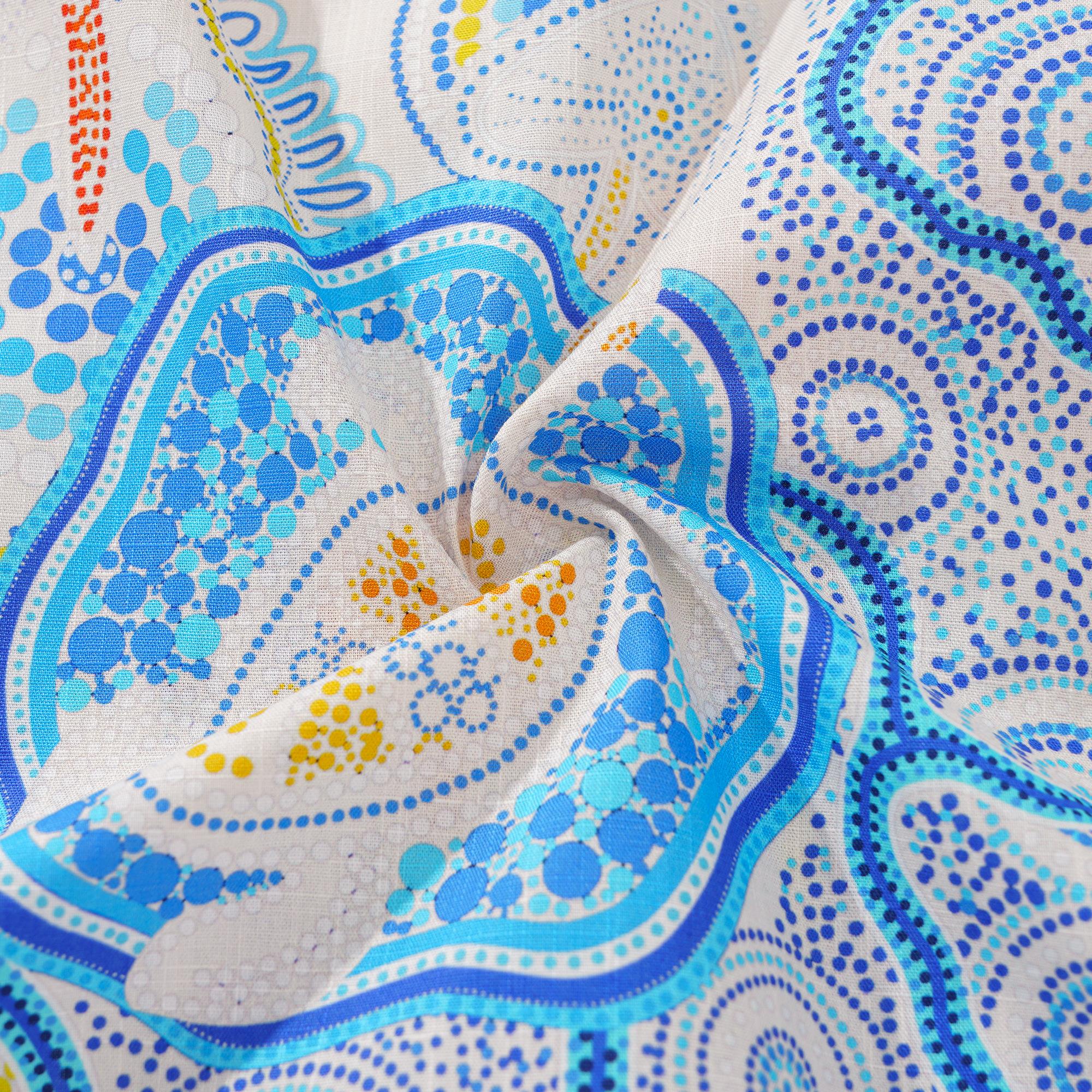 Herren -Hawaii -Hemd Kurzarm Camp Halsharmino 100% Baumwolle blau Aloha Sunny Summer Seas