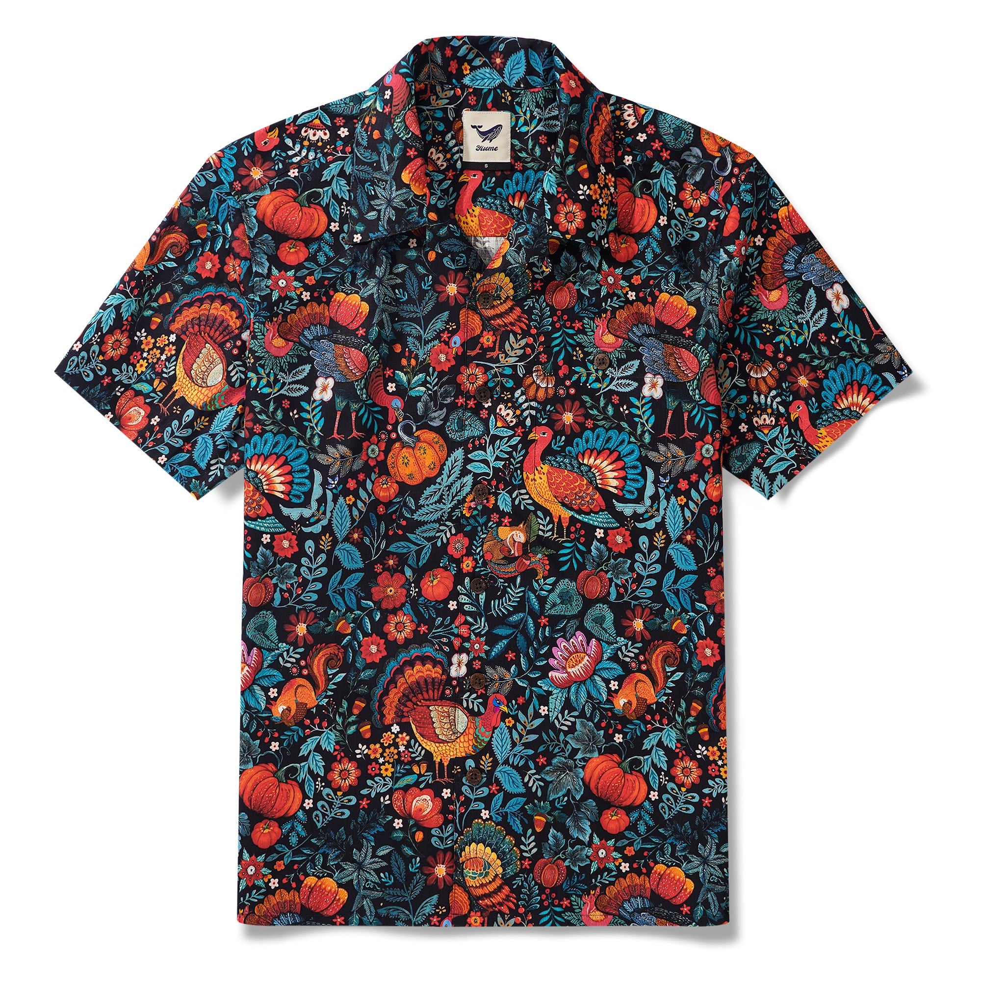 Men's Hawaiian Shirt Short Sleeve Camp Collar 100% Cotton Green Aloha Grateful Aloha