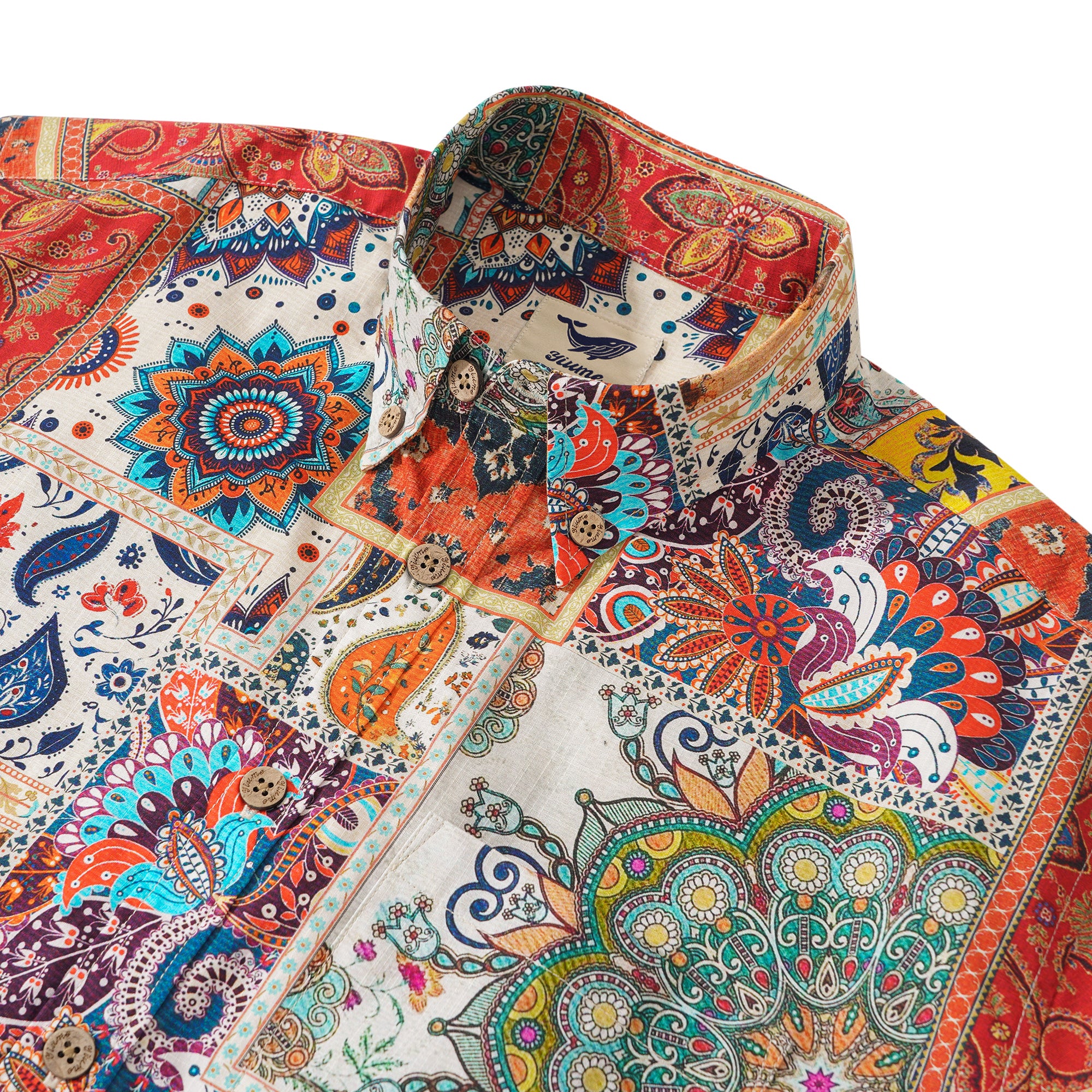 Chemise hawaïenne masculine bouton à manches courtes 100% coton bleu aloha vif bords