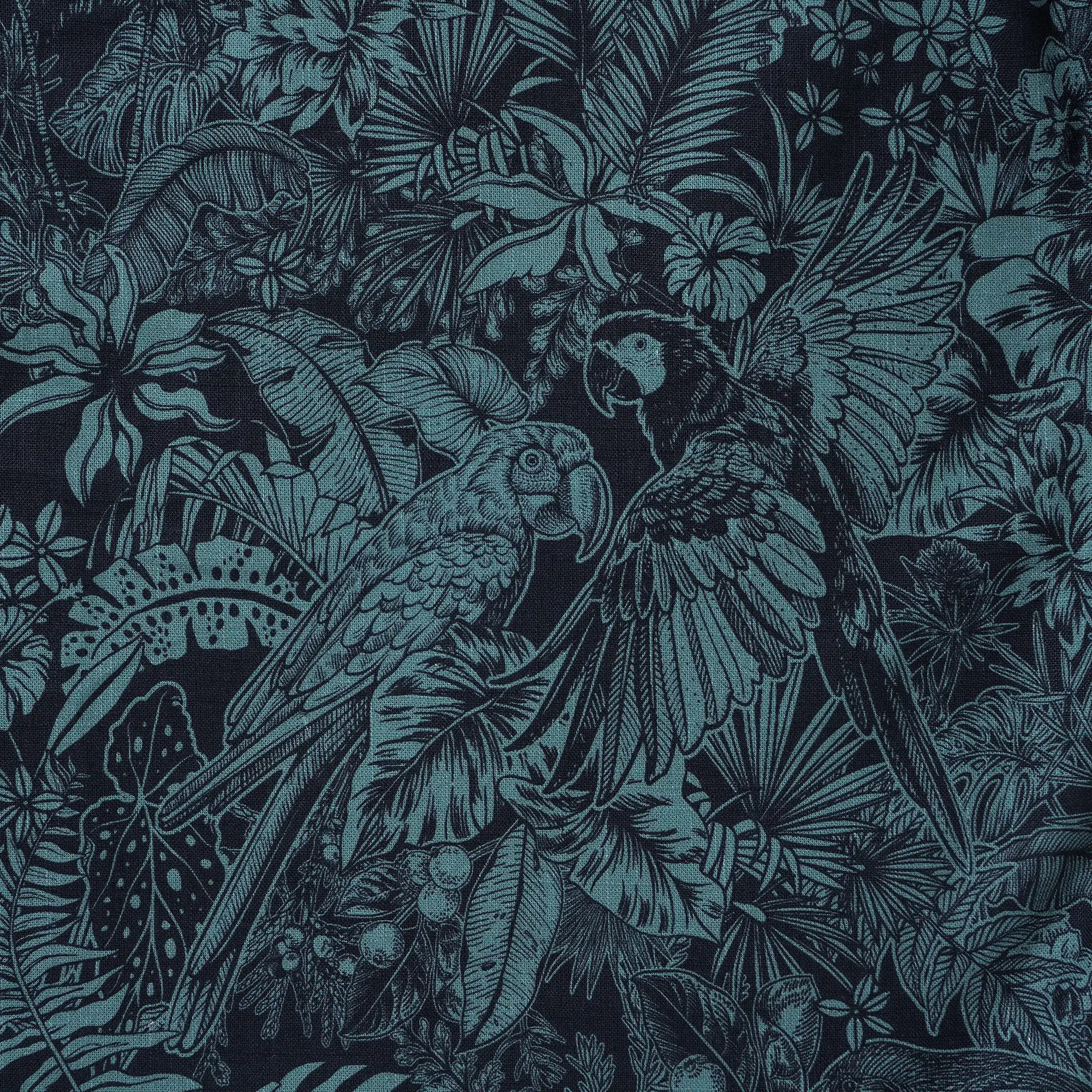 Men's Hawaiian Shirt Long Sleeve Button-down 100% Cotton Green Aloha Tropical Jungle Charm