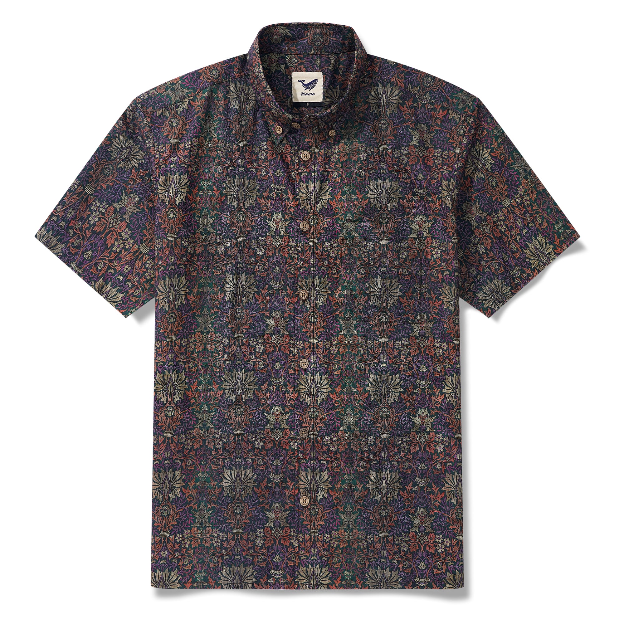 Morris Hawaiian Shirt Tropical For Men Short Sleeve Button-down 100% Cotton Vintage Aloha Shirt