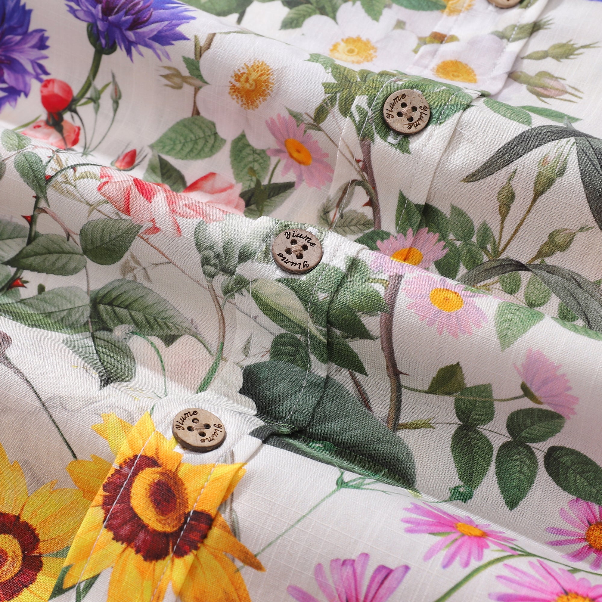 Floral Hawaiian Shirt For Men Colorful Button-down Shirt Short Sleeve 100% Cotton Shirt Sunlight Florals