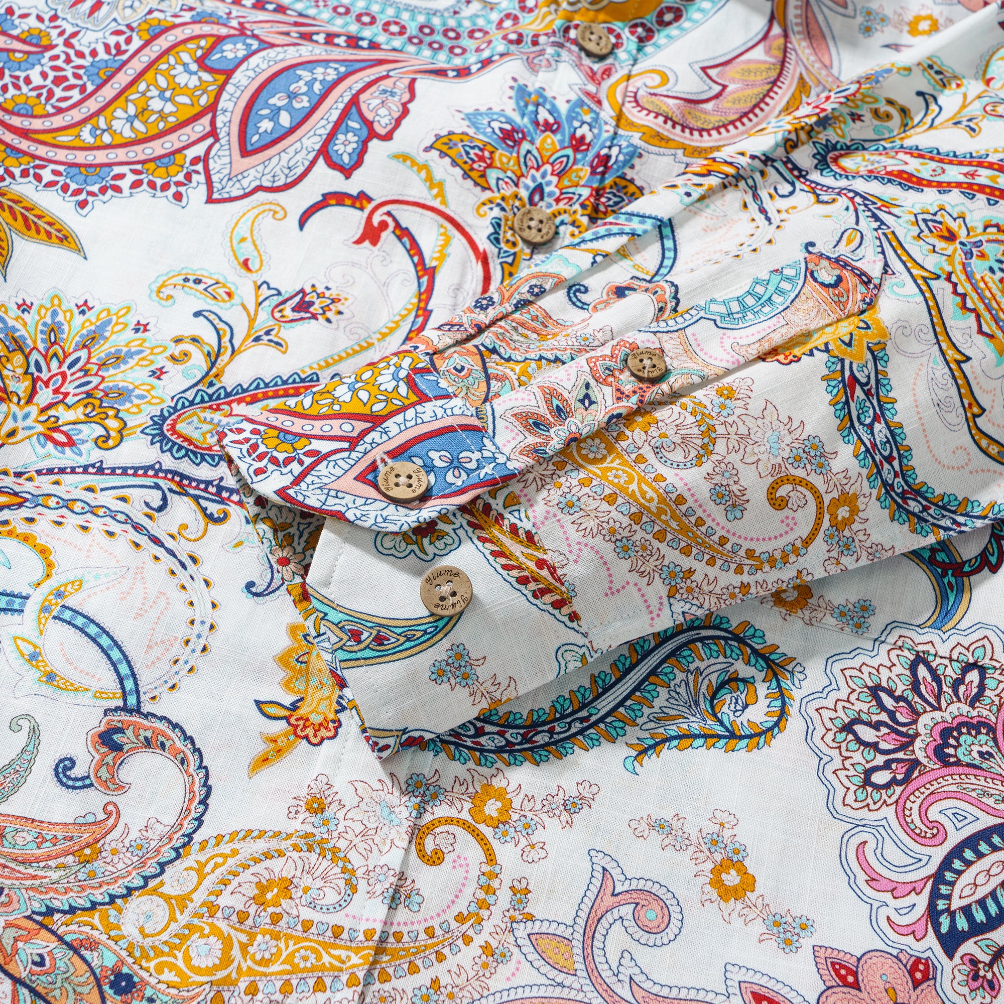 Tanz von Paisley 100% Baumwolle Herren Langarm Button-Down Hemd Weiß Aloha Hawaiian