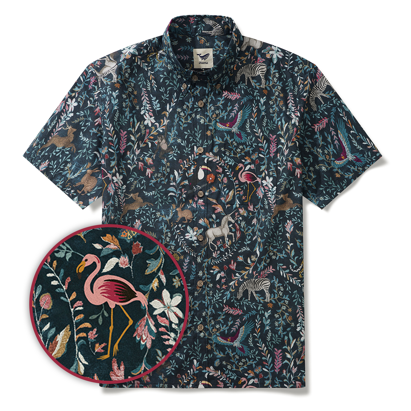 Chemise hawaïenne pour hommes Jungle Paradise 100 % coton, chemise à manches courtes à boutons verte Aloha hawaïenne