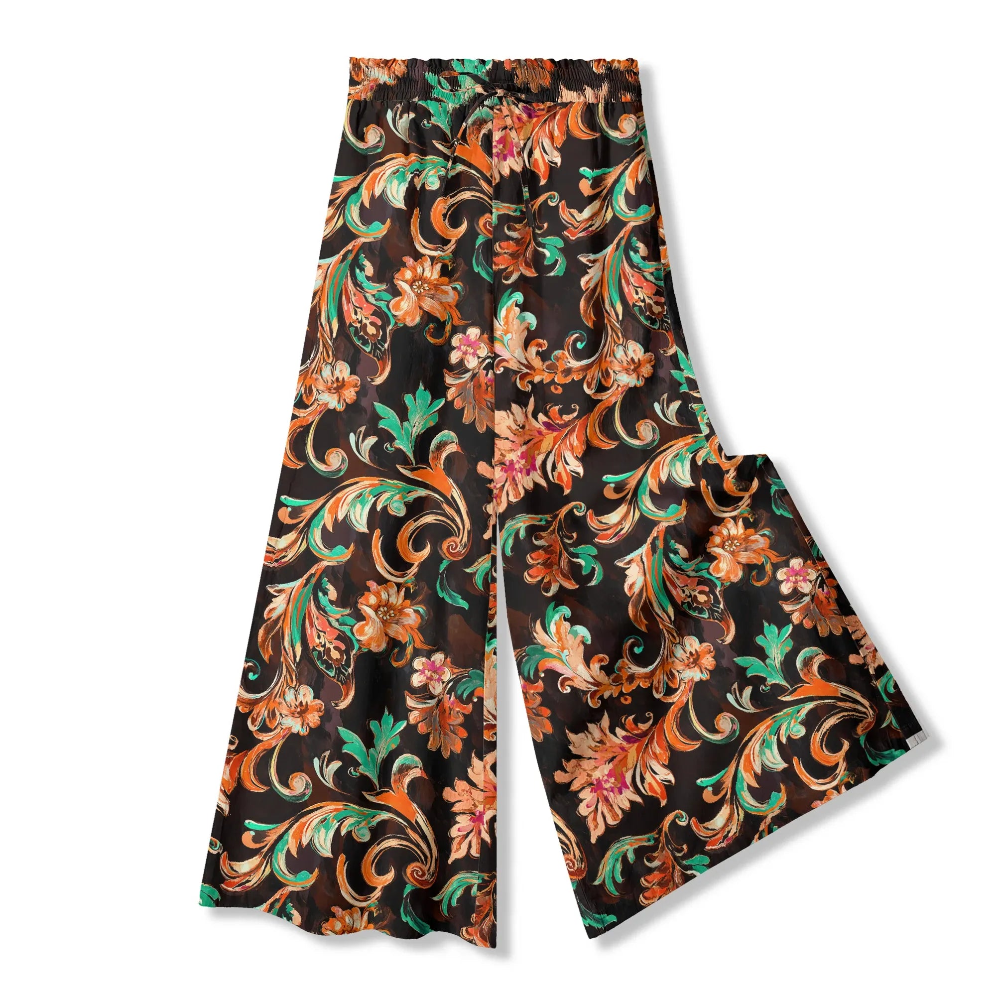 Women's cotton palazzo pants with floral design, vacation wear