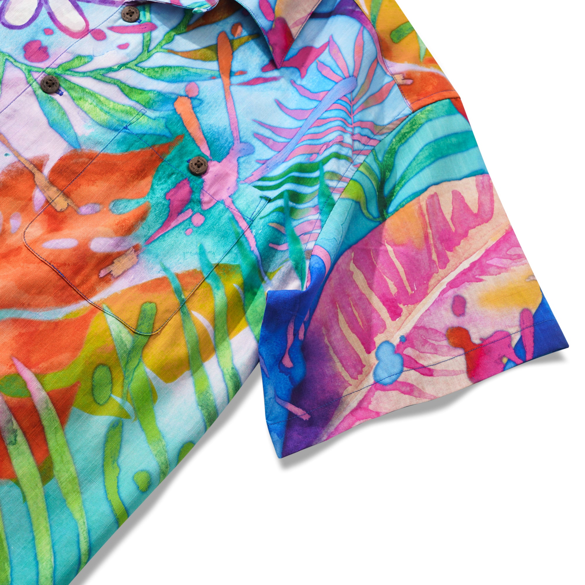 Collier de camp à manches courtes pour hommes à manches courtes 100% Coton Purple Aloha Tropical Aloha