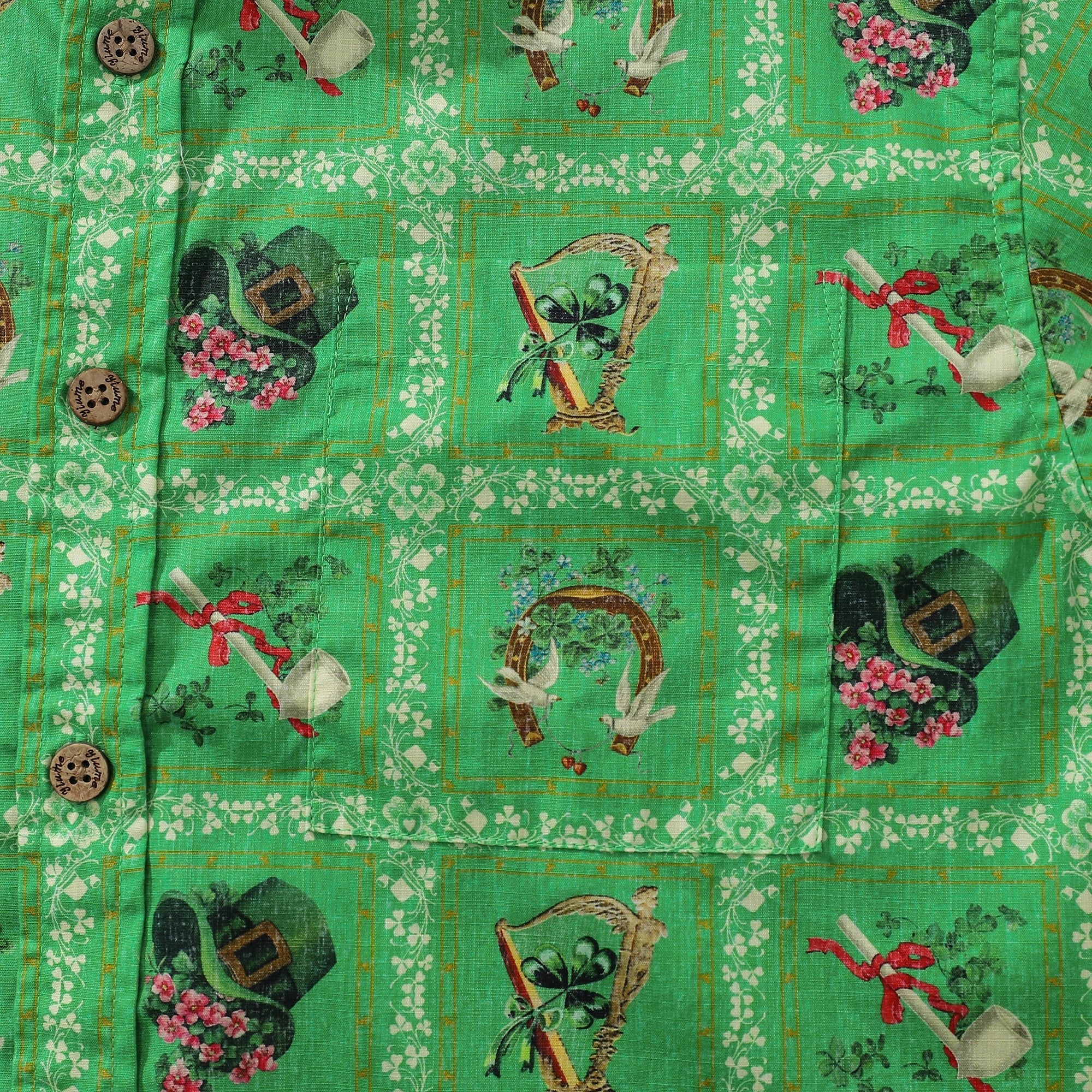 Hawaiian Shirt For Men Green St. Patrick's Day Short Sleeve Cotton Shirt Green Carnival