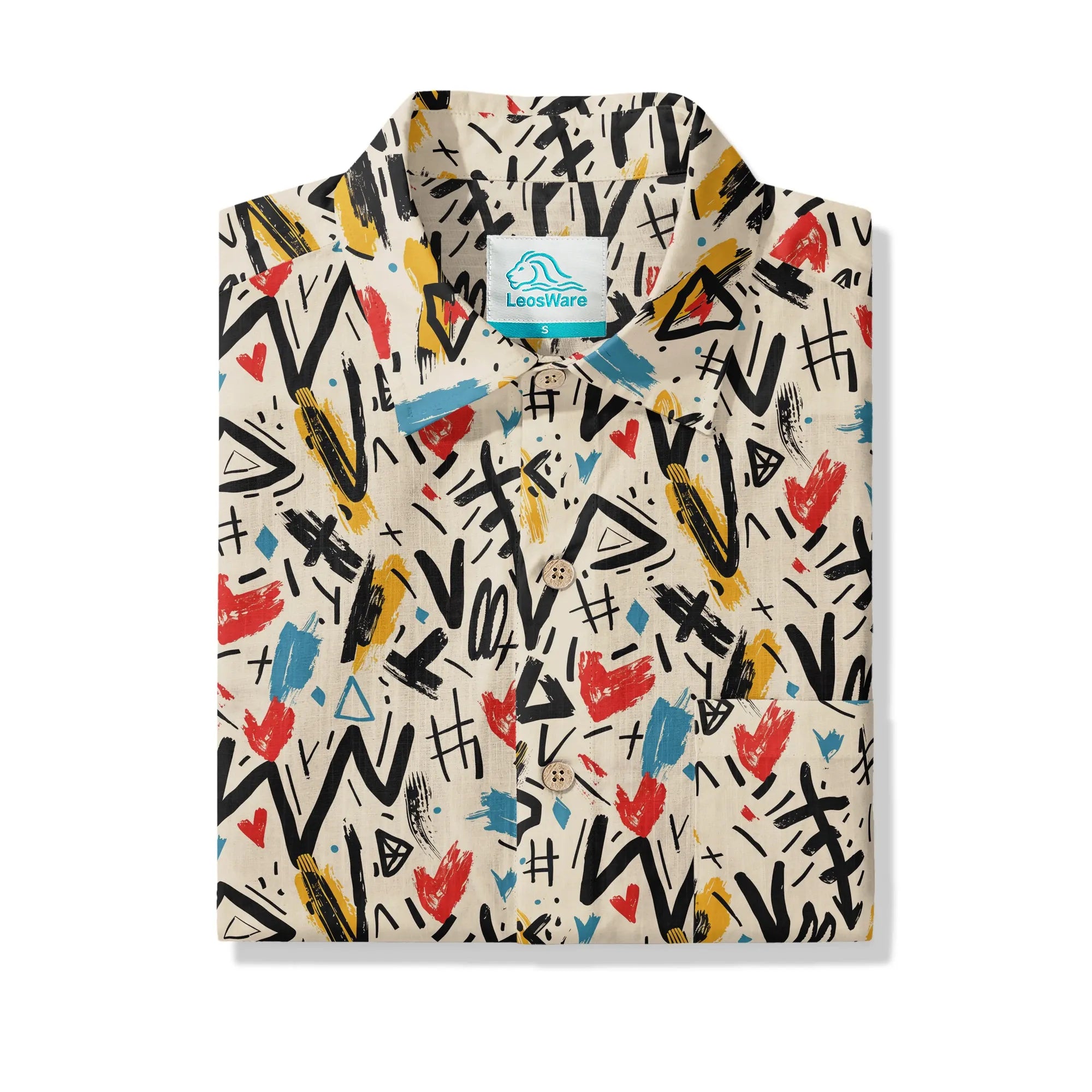 LeosWare Men's Hawaiian Shirt, unique hand-painted print
