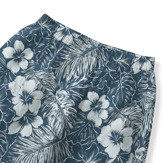 Blue Aloha Women's Pants with hibiscus flower design