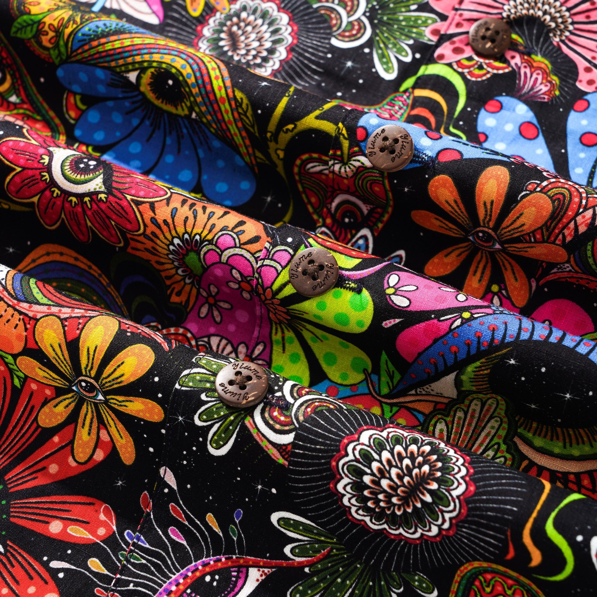 Men's Hawaiian Shirt Short Sleeve Camp Collar 100% Cotton Yellow Aloha Psychedelic Starry Hippie