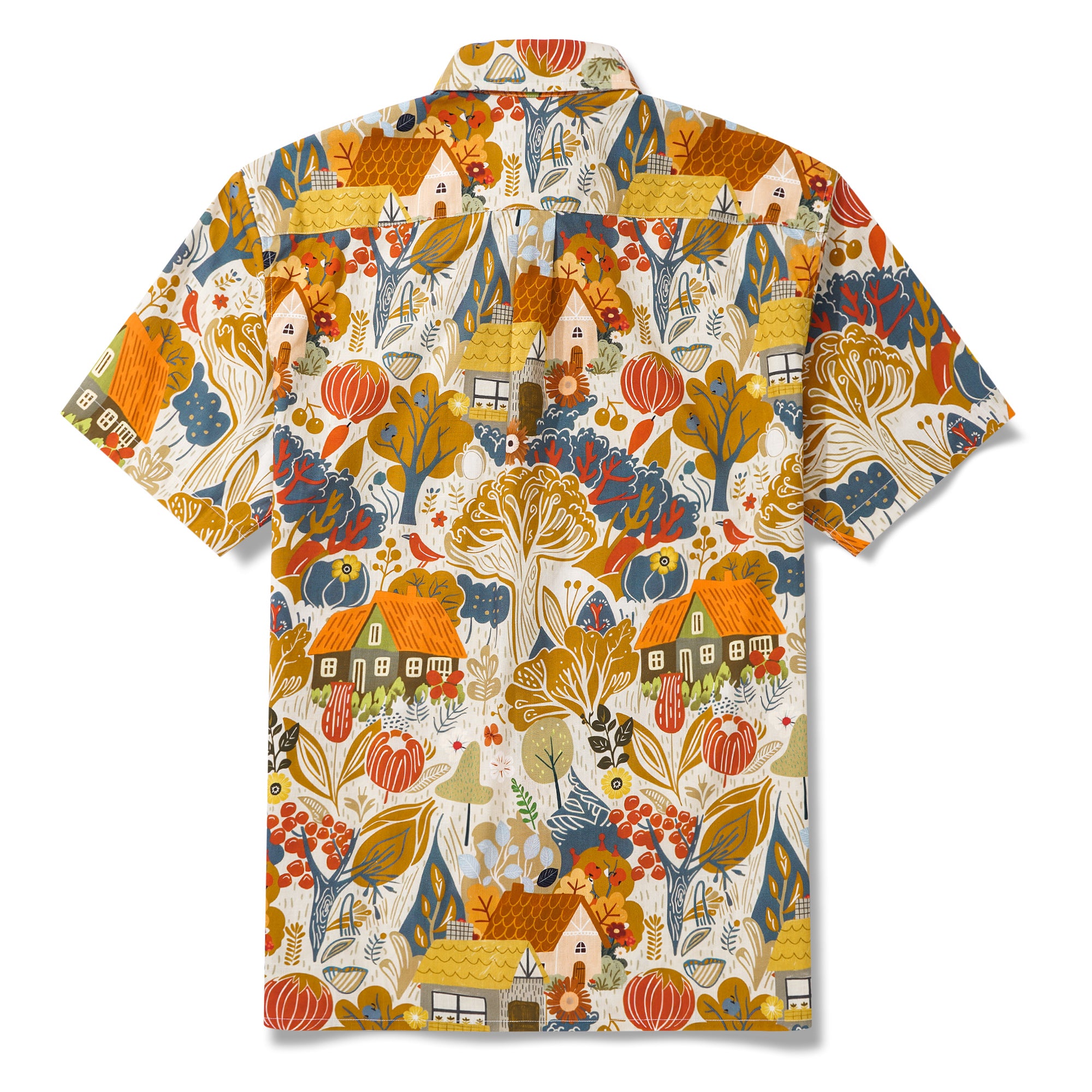 Herren Hawaii-Hemd Kurzarm Mit Knöpfen 100% Baumwolle Braun Aloha Nachmittag Ebenen