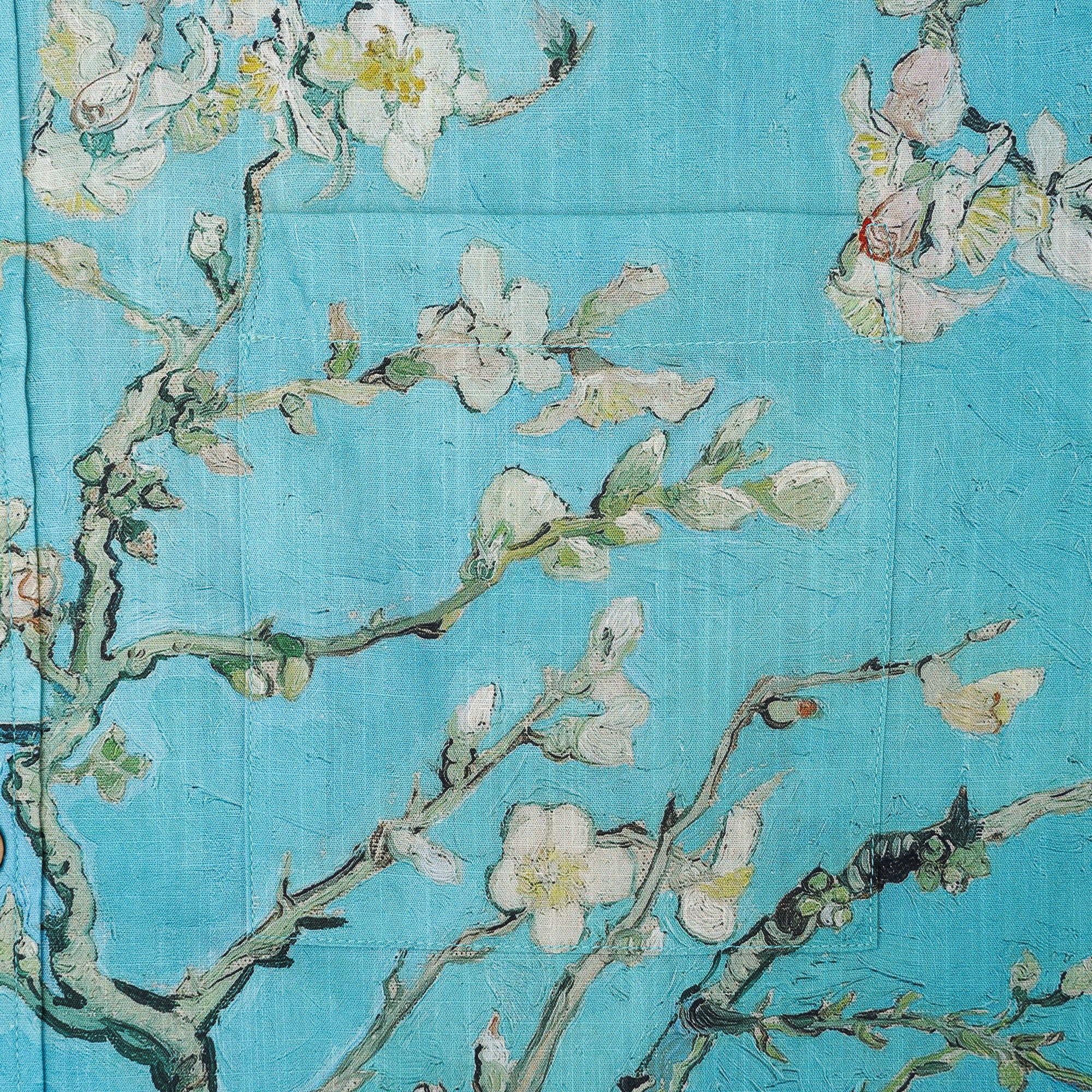 Herren Hawaii-Hemd Kurzarm Mit Knöpfen 100% Baumwolle Grün Aloha Blühende Mandel