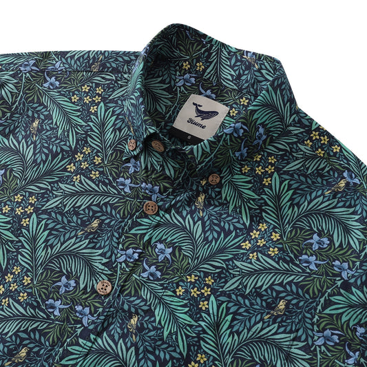 Yiume Green Tropical Hawaiian Shirt For Men Cotton Button-down Short Sleeve Vintage Aloha Shirt