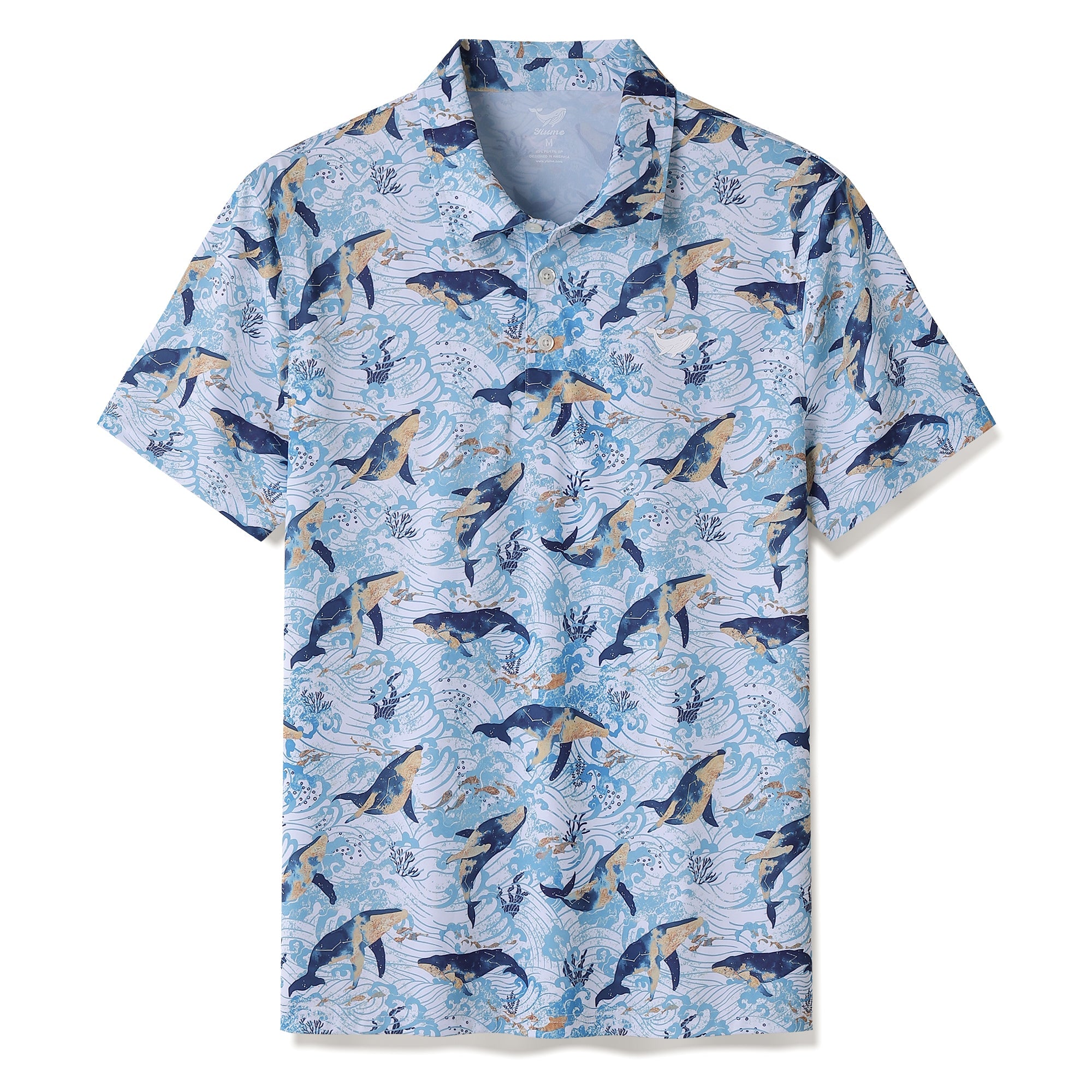 Herren Hawaiian Pisces Print Kurzarm Polohemd