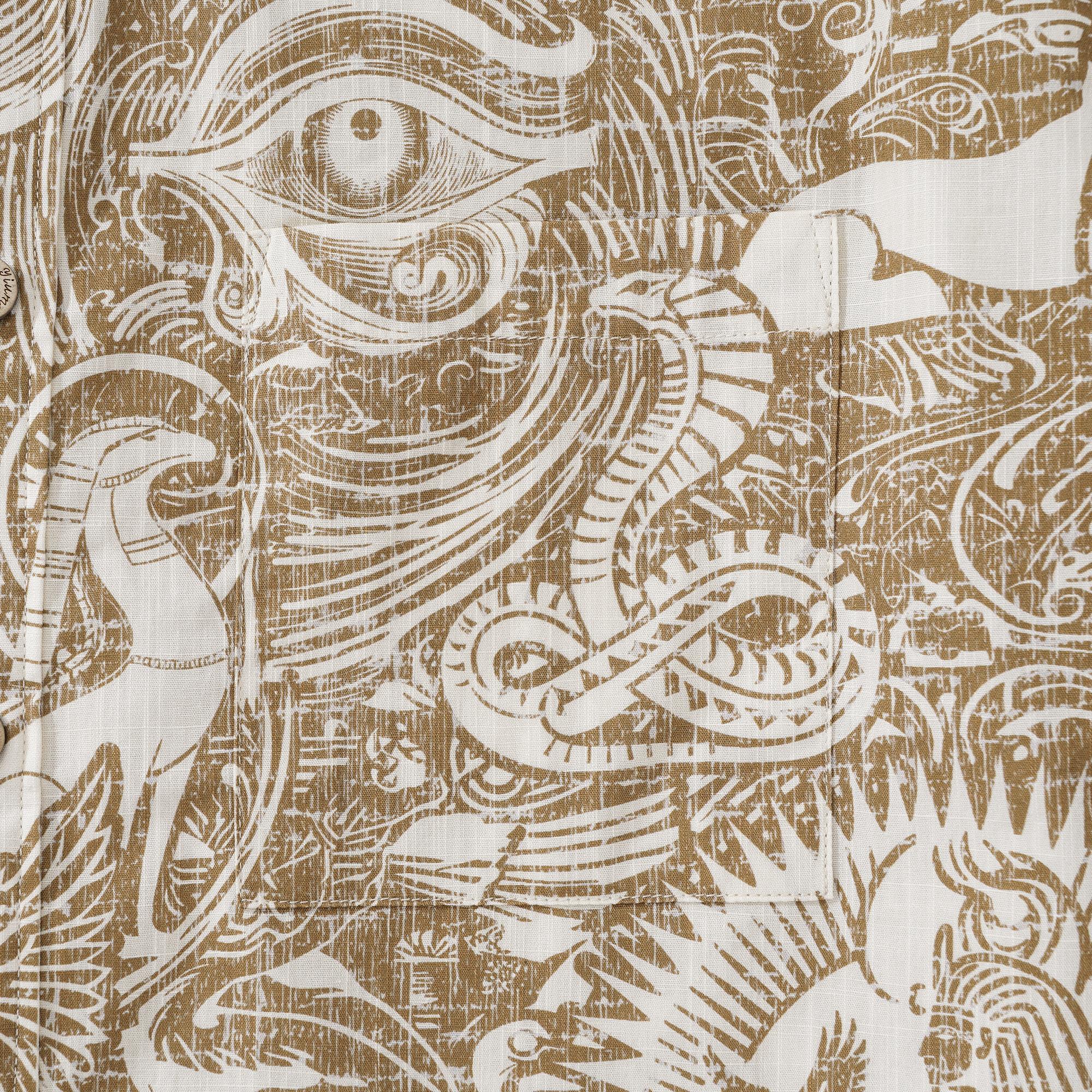 Chemise hawaïenne masculine à manches courtes à manches courtes 100% coton Brown Aloha Mythologie égyptienne ancienne