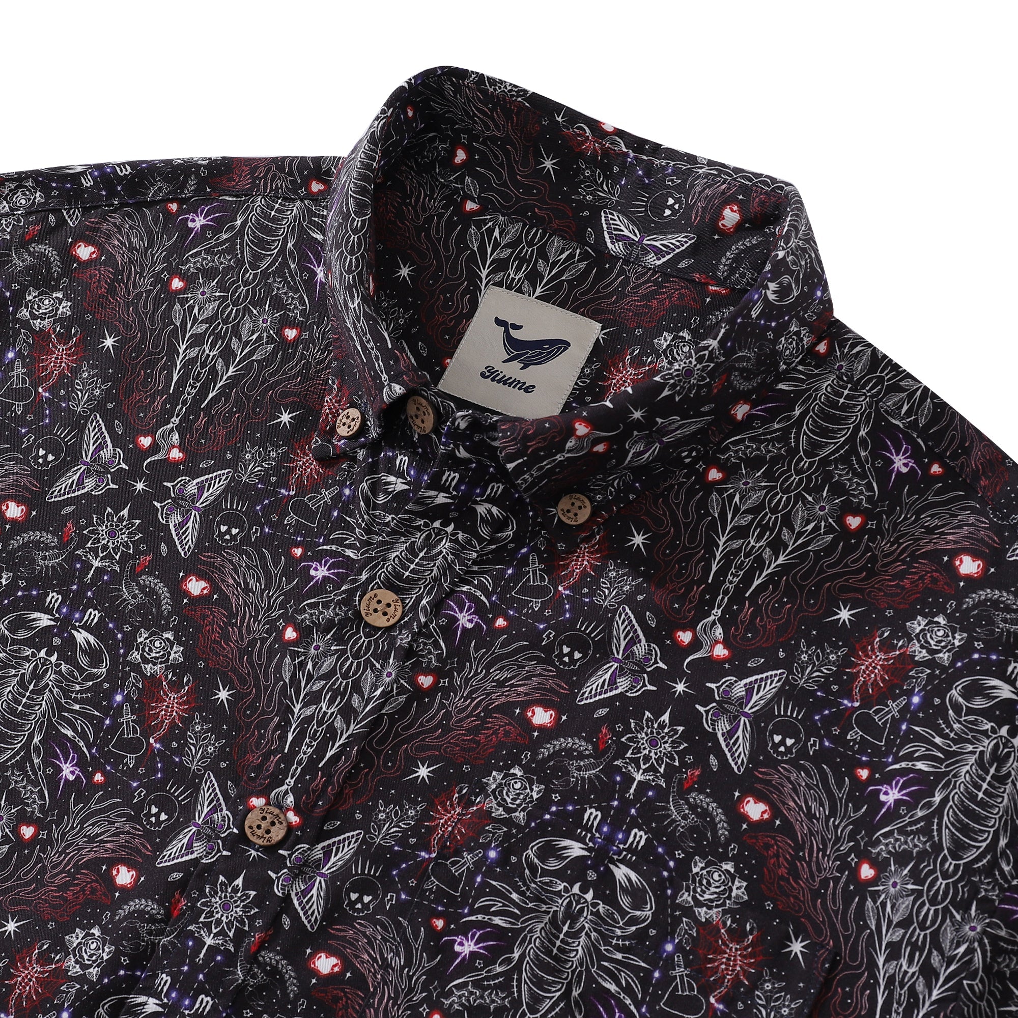 Chemise hawaïenne pour homme Imprimé Scorpion Tencel™ Boutonnée à manches courtes en coton Aloha