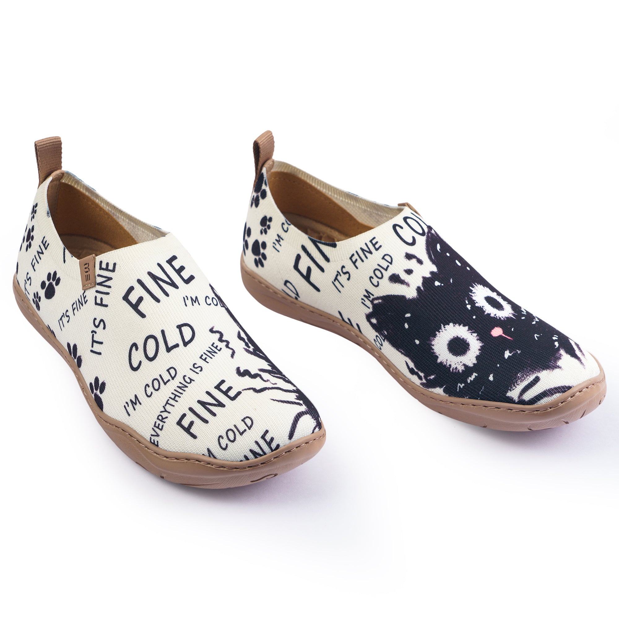 Black Cat Print Cute Women's Slip-On Shoes Painted Canvas Sneakers