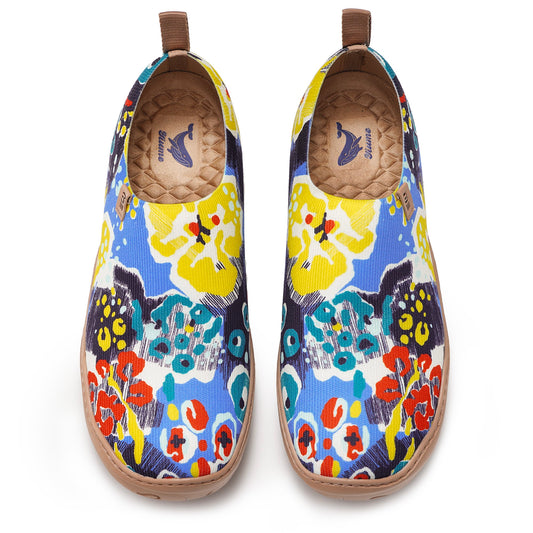 Yiume Women's Art Slip-On Shoes Comfortable Breathable Knit Casual Blue Coral Reef Footwear Stylish Blue Coral Reef Women's Shoes