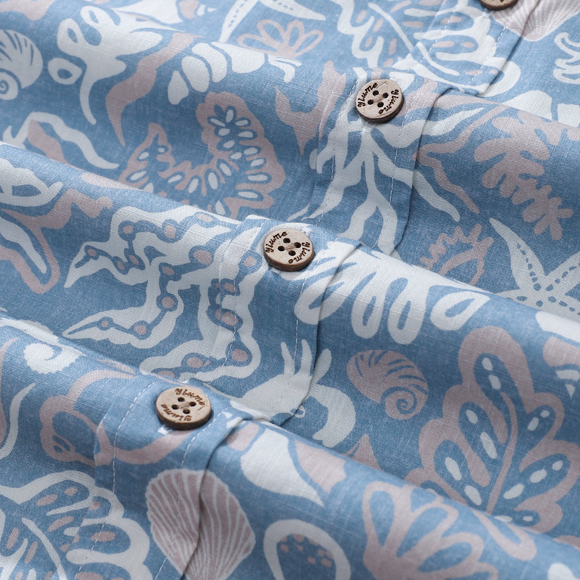 Men's Marine Life Shirt 100% Cotton Button-down Blue Hawaiian Shirt Oceanic Shirt for Men