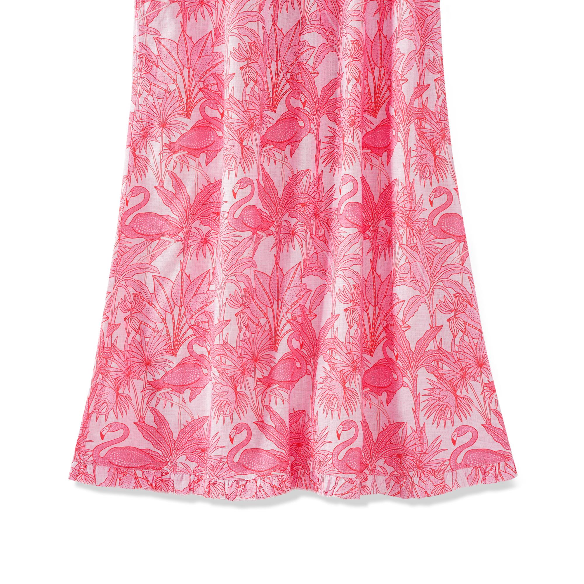 Women's Hawaiian Dress Sleeveless V-neck 55% Linen 45% Rayon Aloha Flamingos & Chameleons By House of Haricot