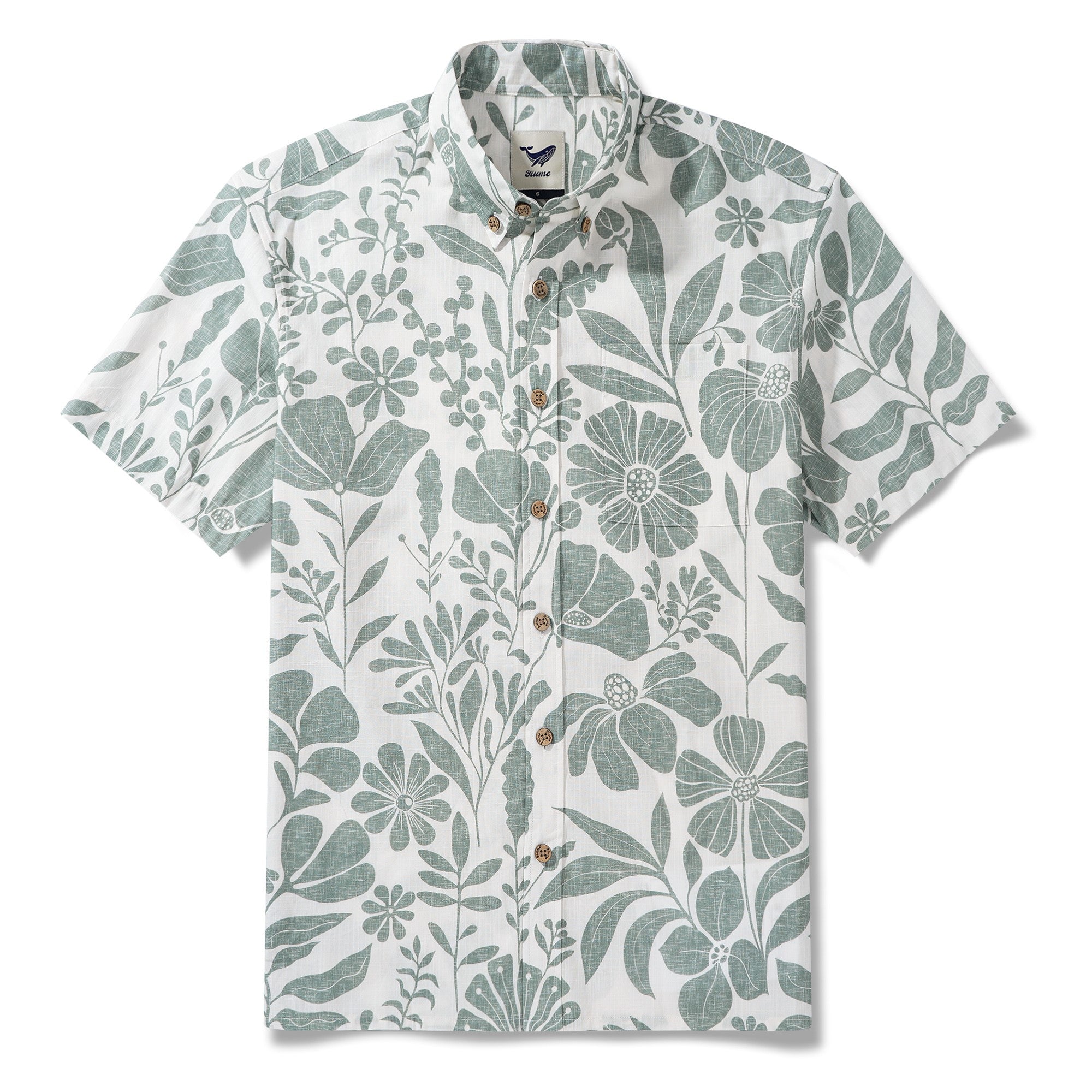 Chemise hawaïenne à fleurs vertes pour hommes - chemise à manches courtes à manches courtes à manches courtes