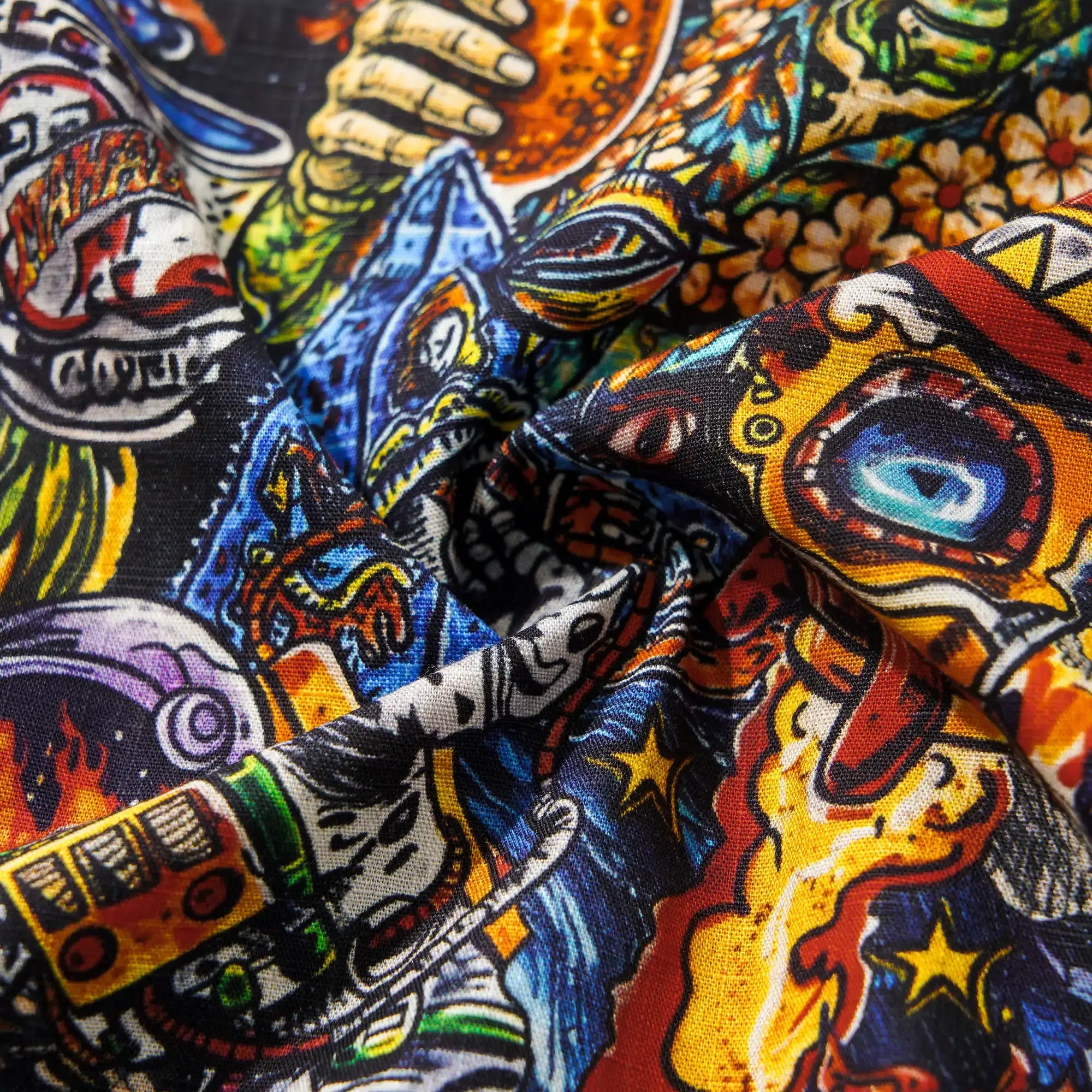 Men's Hawaiian shirt, tropical and space graffiti, cotton