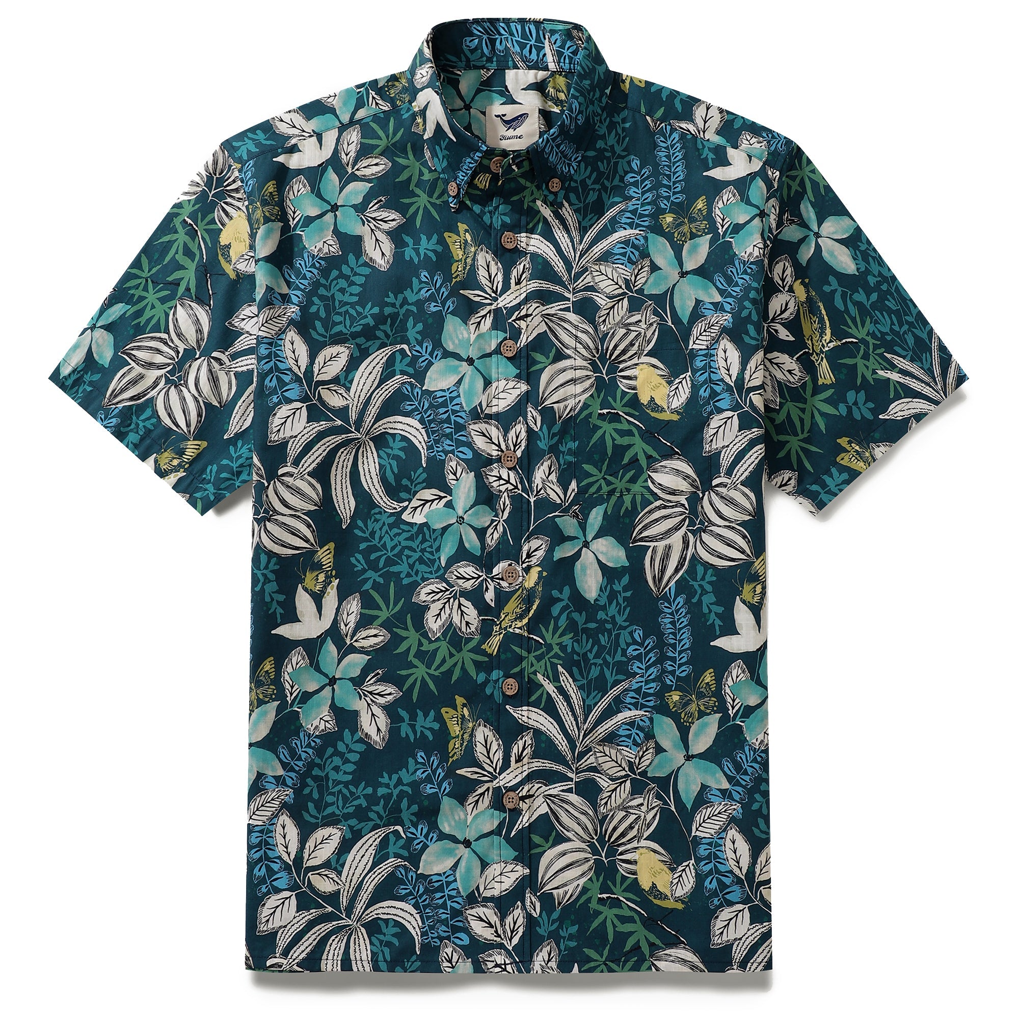 Chemise hawaïenne pour les hommes Forest après la pluie boutonnée à manches courtes à manches courtes 100% coton