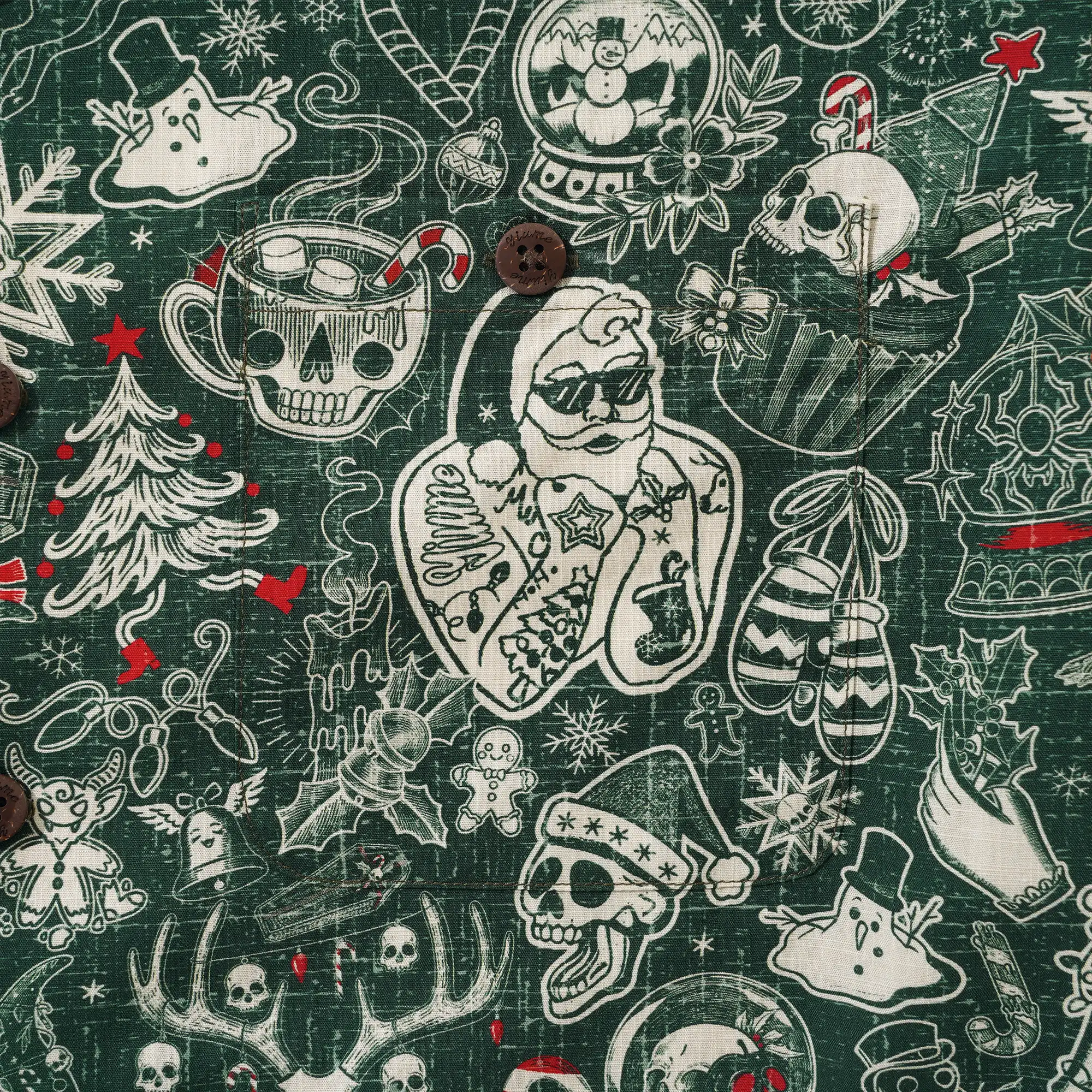 Men's Hawaiian Shirt Short Sleeve Camp Collar 100% Cotton Green Aloha Christmas Party